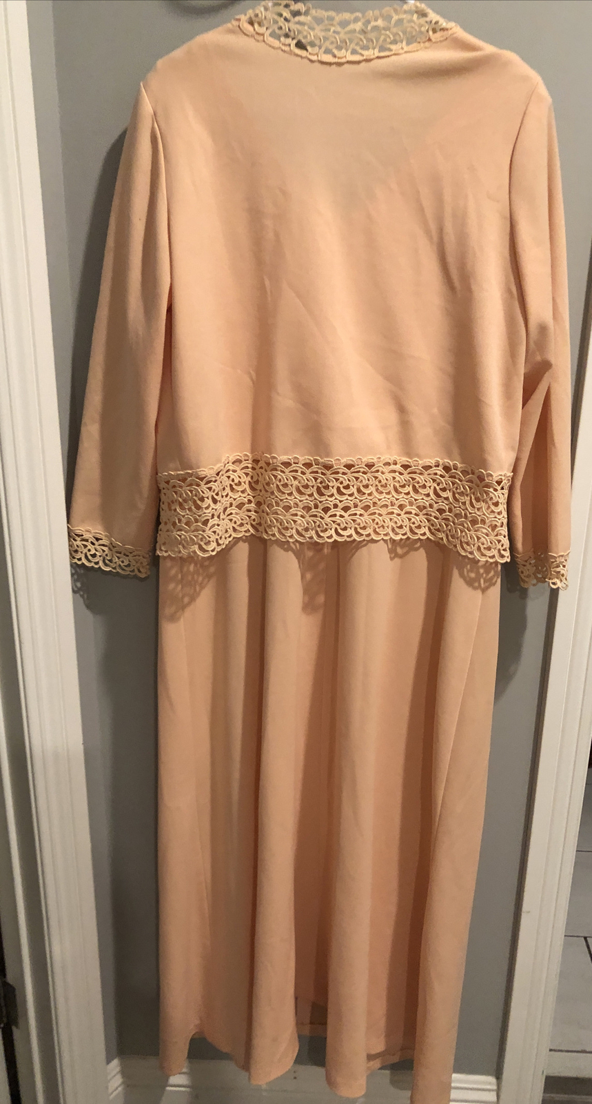 VTG Miss Rubette Long Peach Dress Rhinestone And Coat Sz 16
