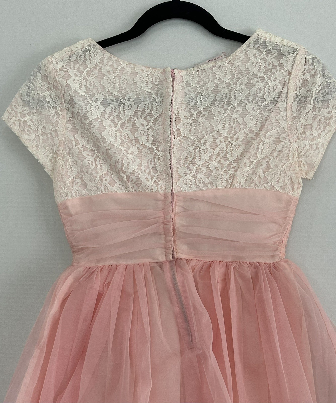 Vintage 1960’s (?) Woman’s Pink Lace And Tulle Party Dress By Semitee N