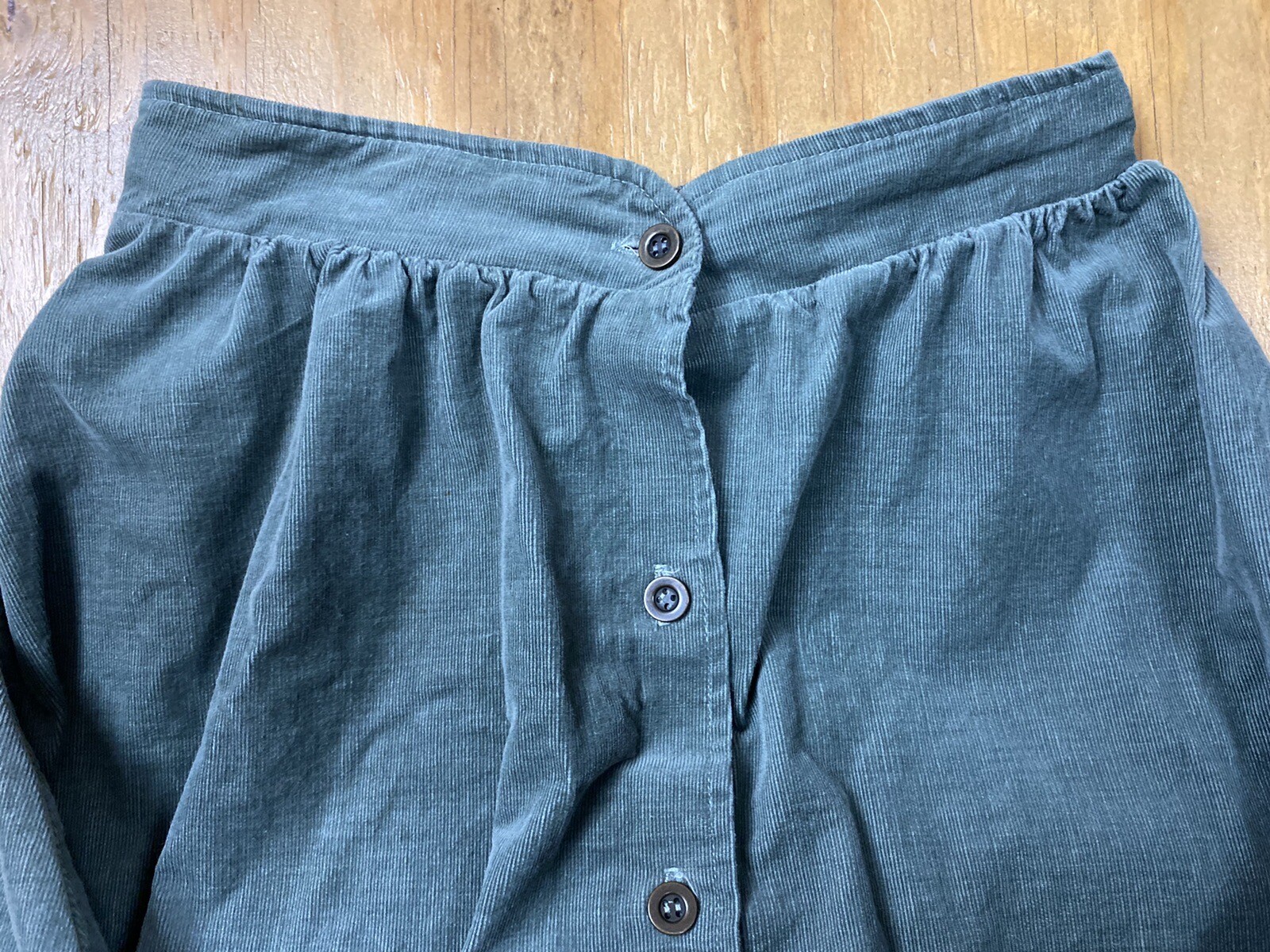 The Art Shirt Vintage Corduroy Skirt Size 13/14 Moss Green Modest Outlander M