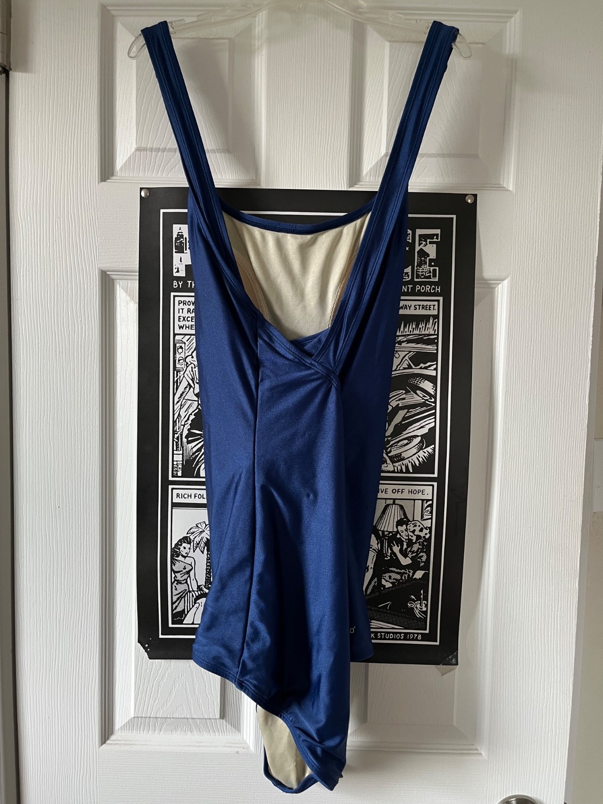Vintage 2000s Y2K XL-XXL Plus Size Blue One Piece Racer Back Speedo Bathing Suit