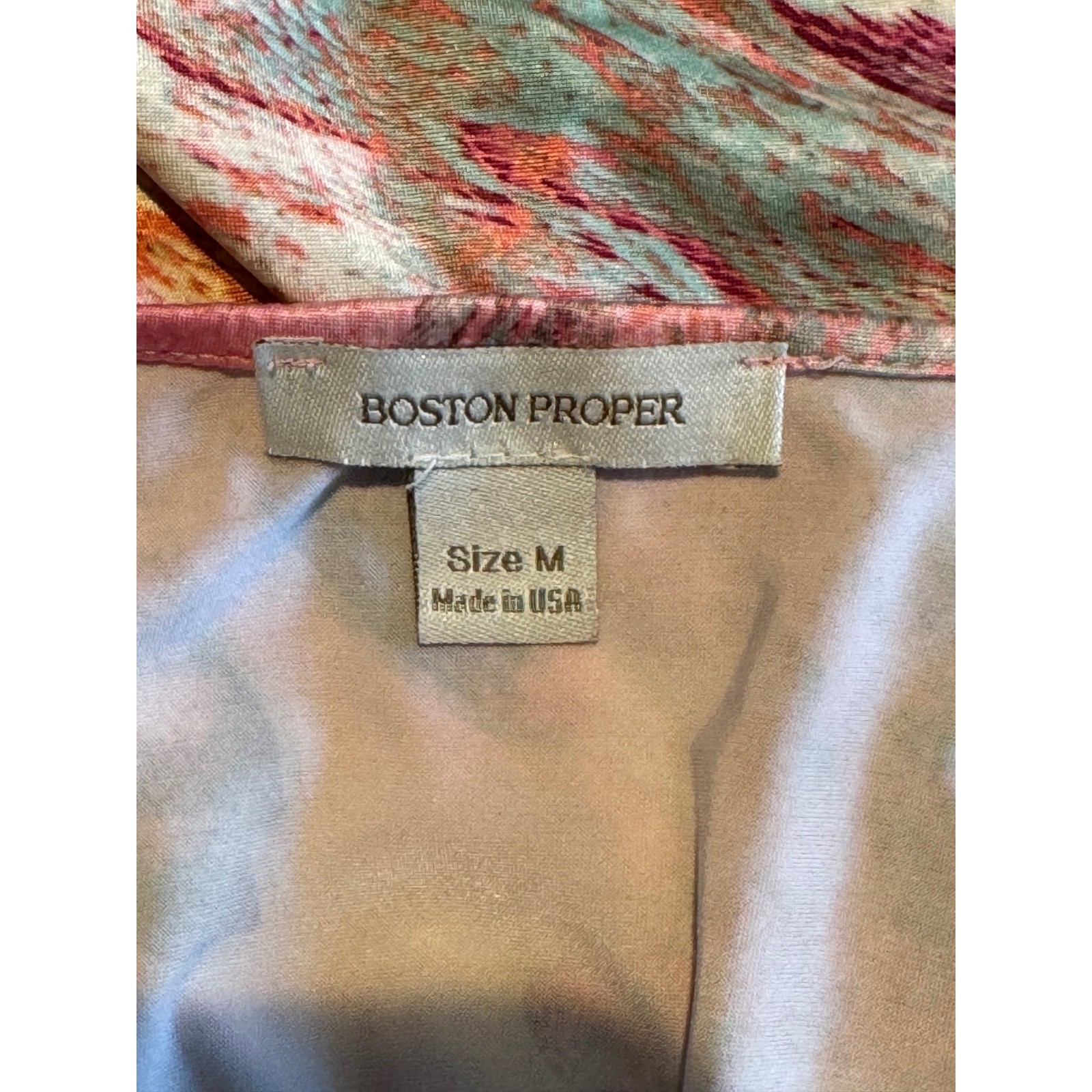 Gorgeous Boston Proper Ruched Abstract Print Deep V Blouse Top Y2K Medium