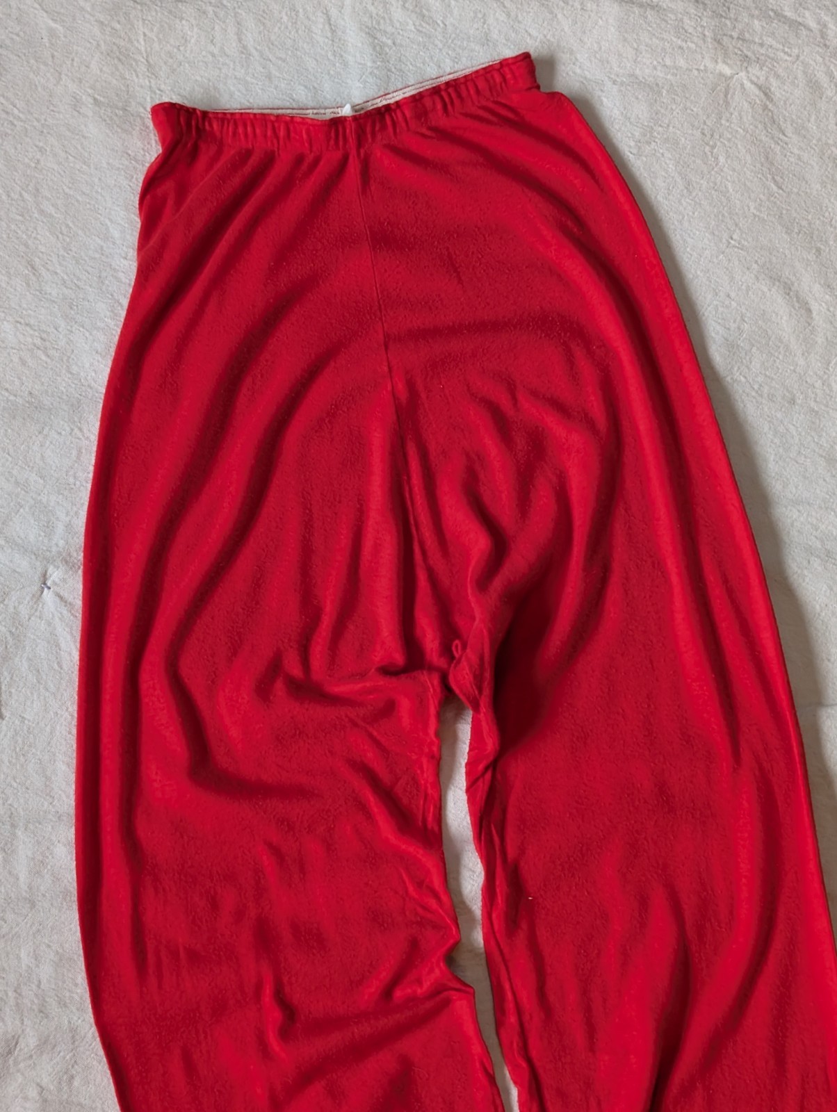 Hanes Vintage 60s Suede Knit Red Leisure Pajama 2 Piece Sweat Set Size LG