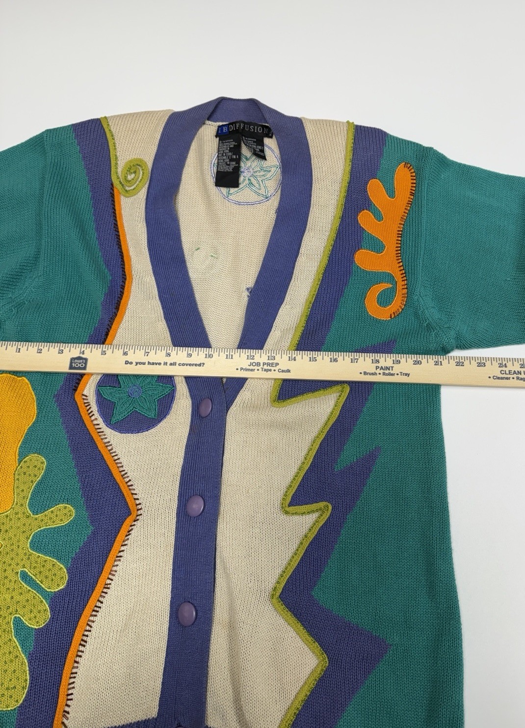 Vintage IB Diffusion Beaded Embroidered Cardigan Sz M 90s Art