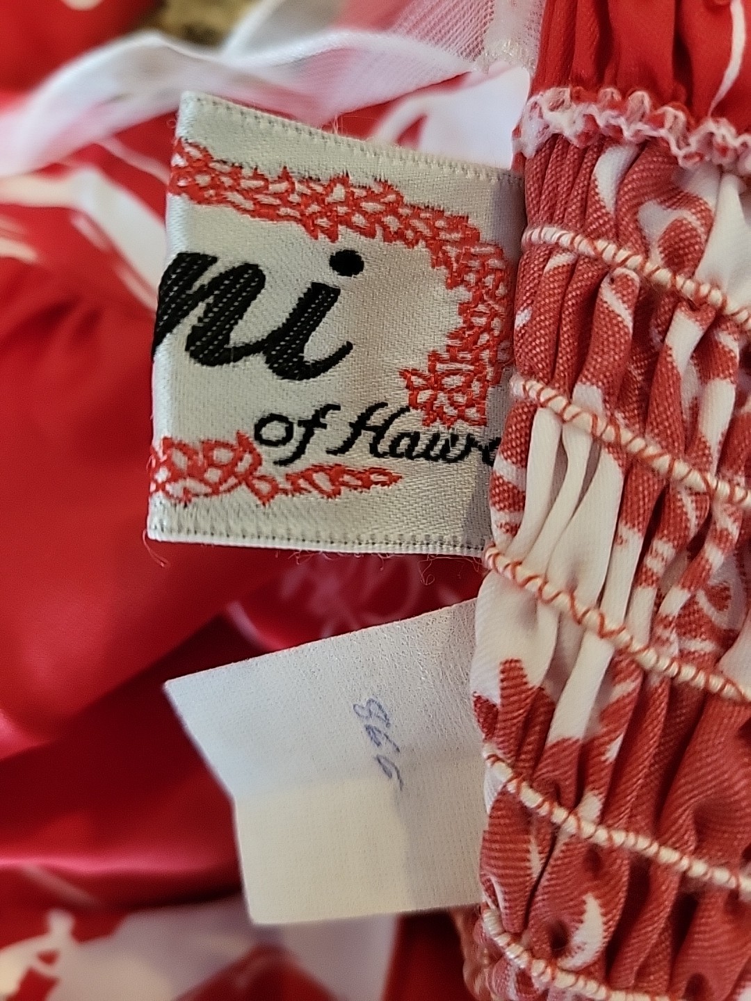 Nani of Hawaii Dress Red Hawaiian Floral Honeymoon Set w His shirt Vtg READ!!