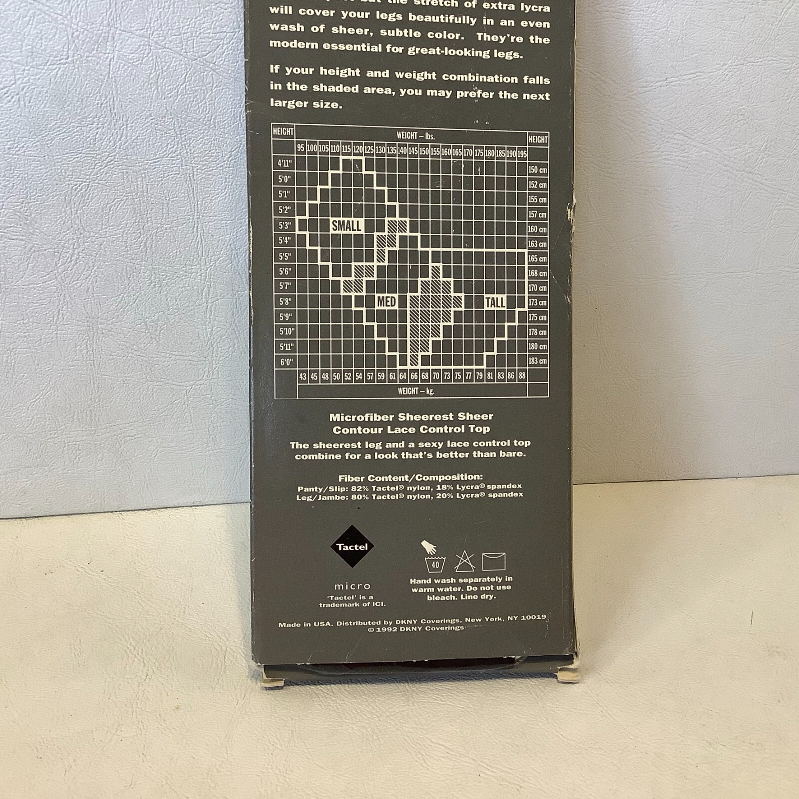 Vintage 1992 DKNY Microfiber Control Top Pantyhose Style 669 #3240-04 Black