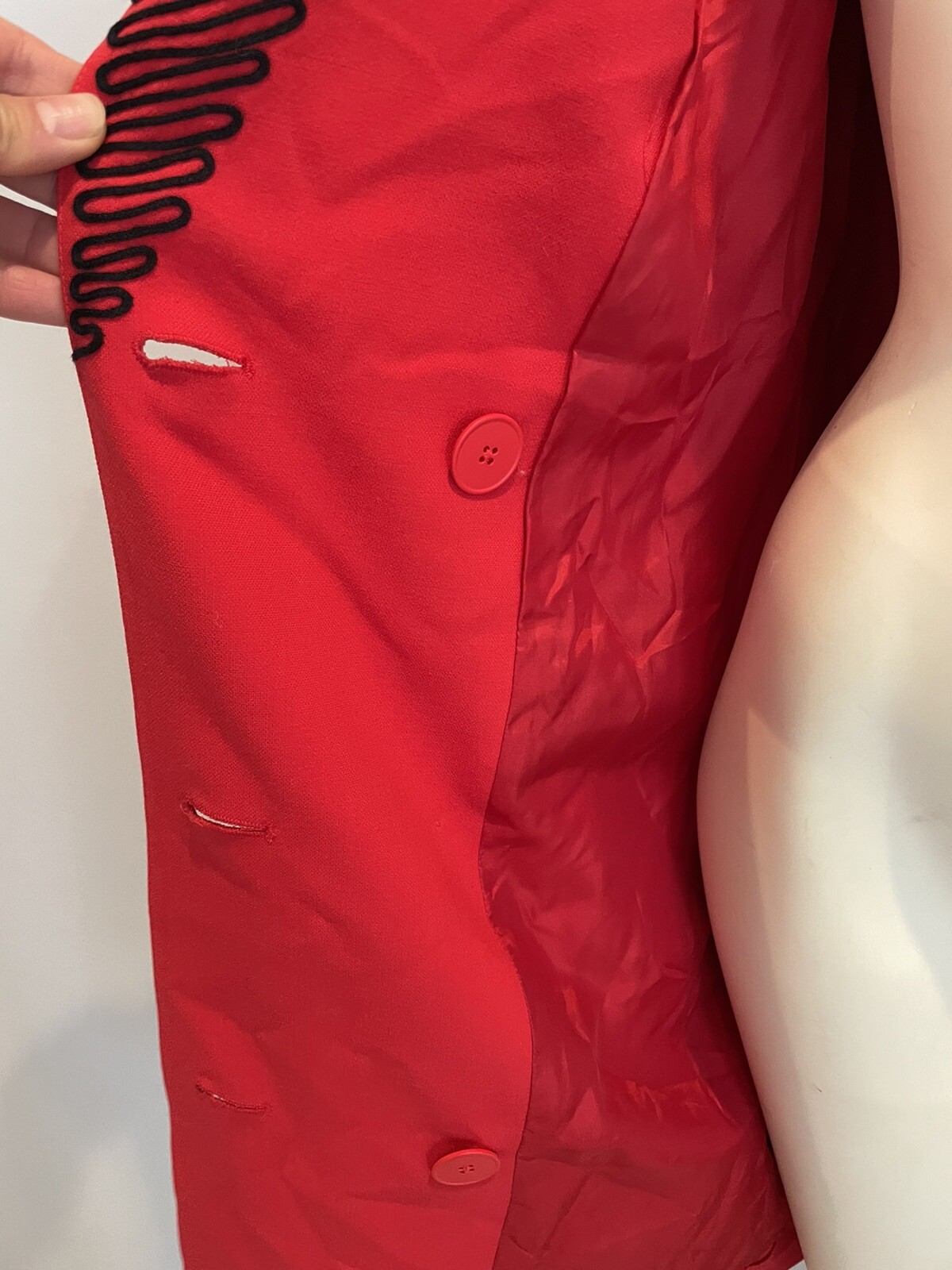 Louis Féraud 1980s Red Wool Crepe Double-Breasted Coat Dress Us6 Red Valentines