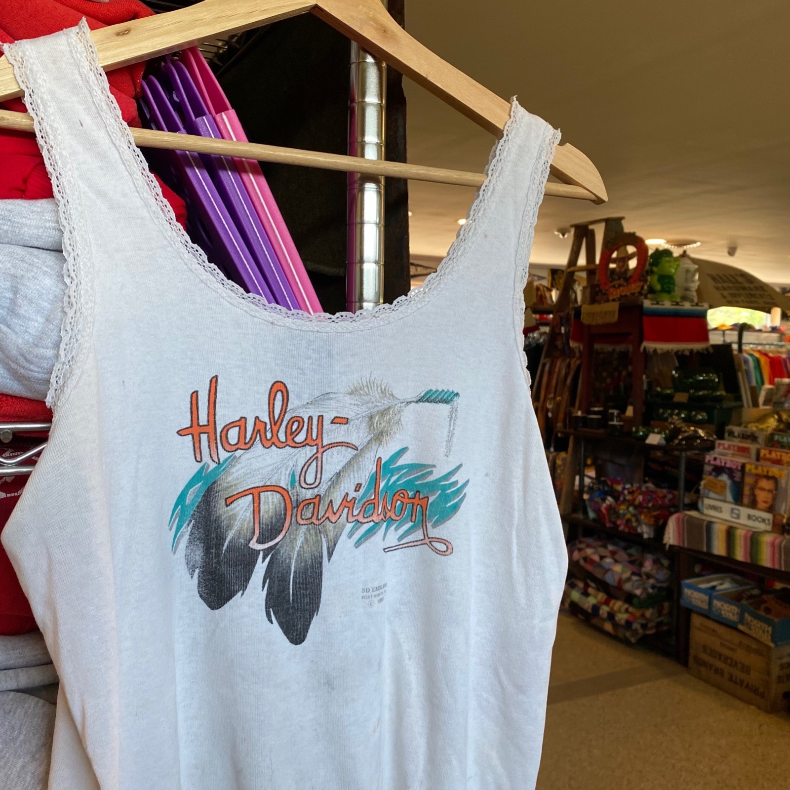 1990s Vintage 3D EMBLEM Harley Davidson Tank Top Motorcycle Biker Sleeveless Tee