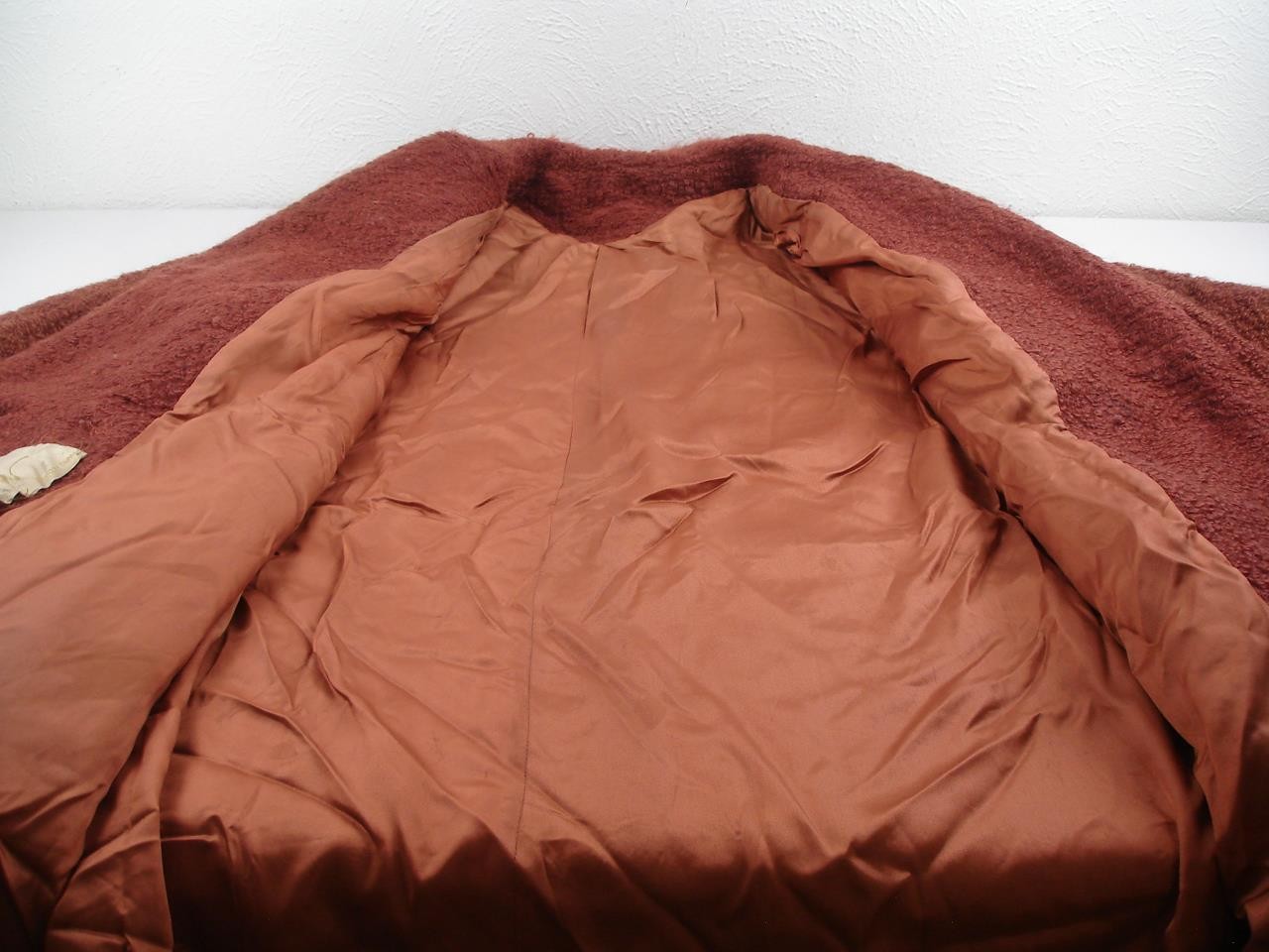Womens L XL Vtg 1940’s Joseph Stein Maraja Heavy Nubby Wool Coat Double Breasted