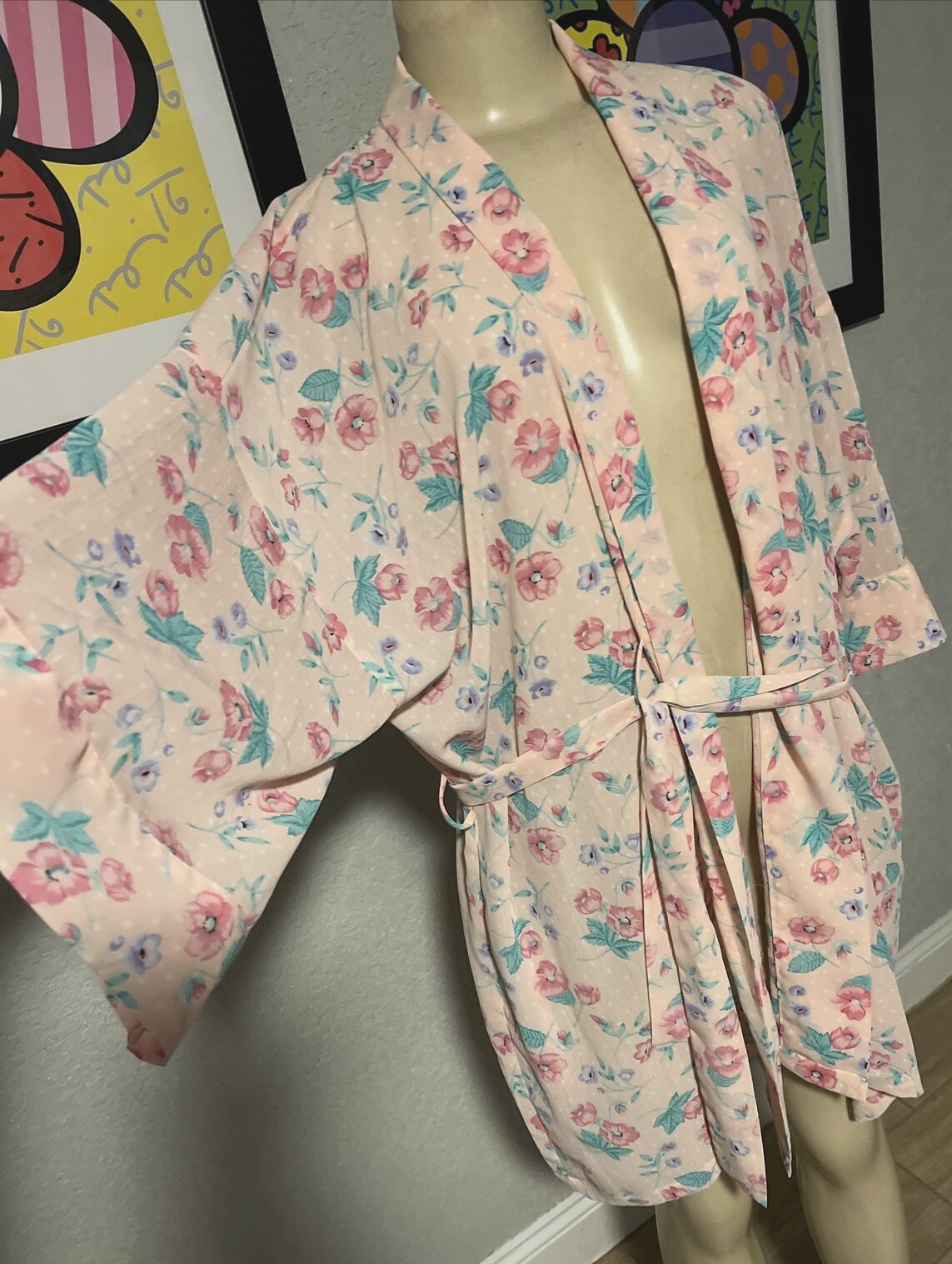 VTG Victoria’s Secret Gold Label Kimono Robe Floral MultiColor One Size br2