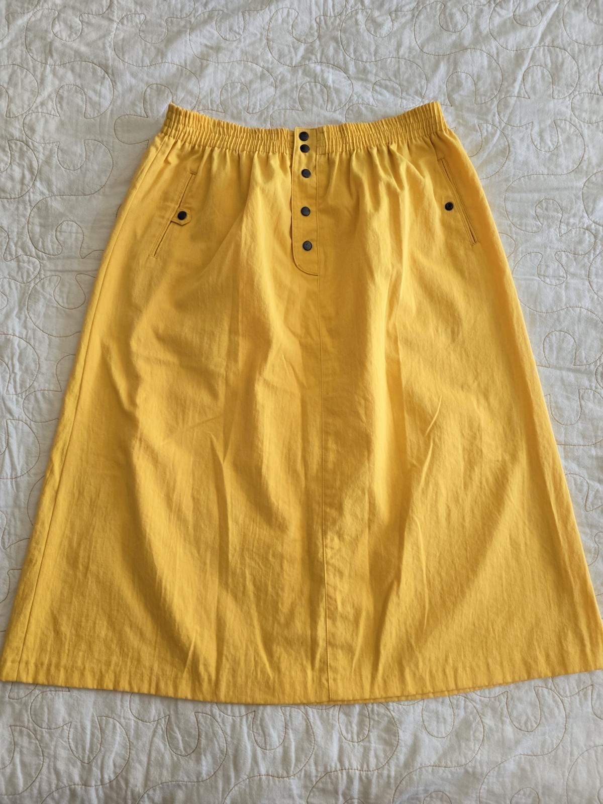 Vintage 80s 90s Boundary Waters Yellow Skirt w/pockets. Womens Medium, Large