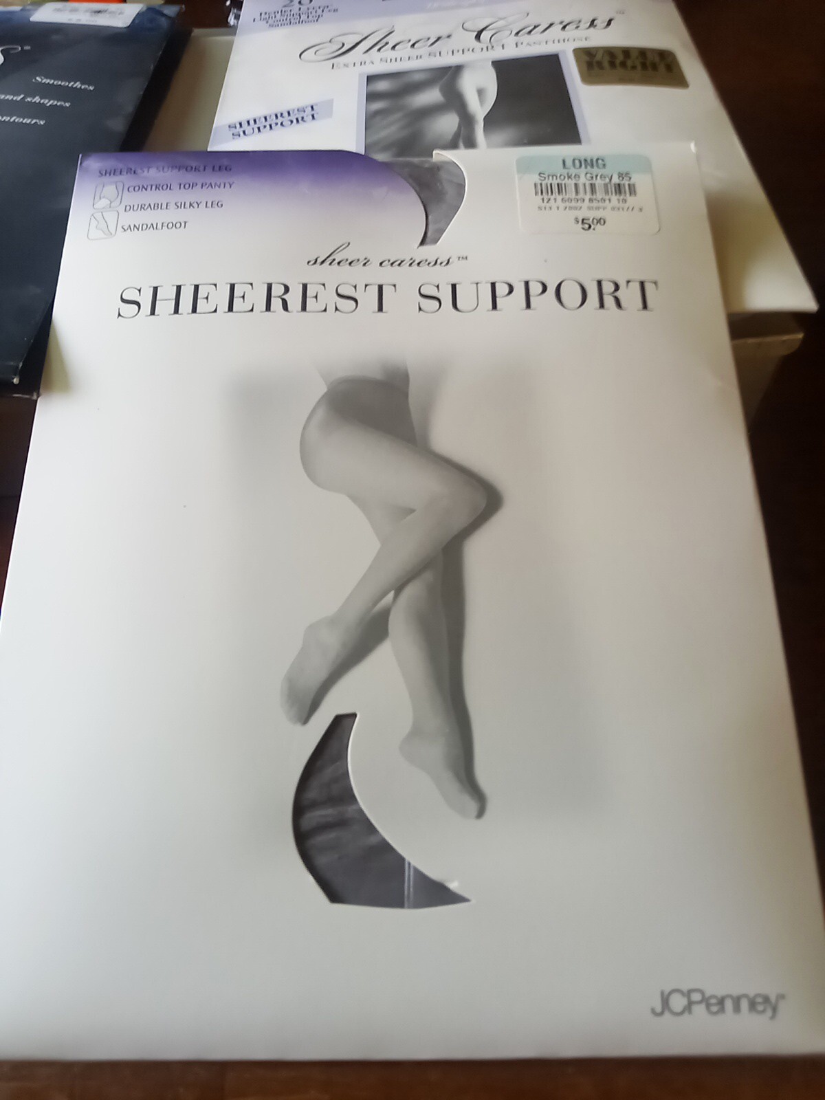 JC PENNEY Vintage Smoke grey Control Top PANTYHOSE – Size Long- 1990’s