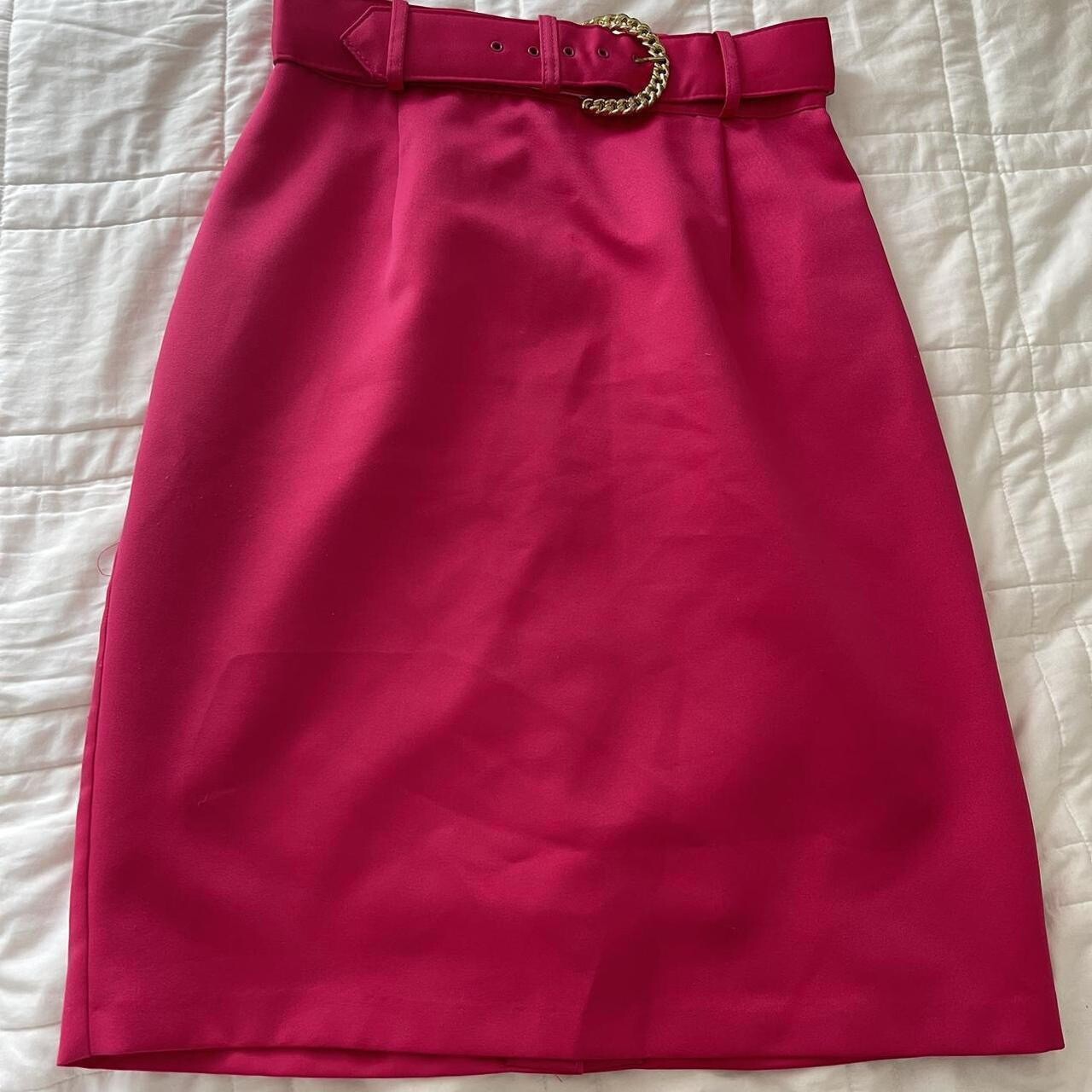 Vintage 80s Ellen D Pink Pencil Midi Skirt Size 14 Maximalist