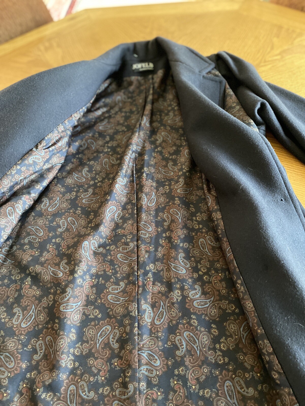 Vintage Jofeld by Forstmann Coat Wool Navy Double Breasted Scarf Pockets Size M