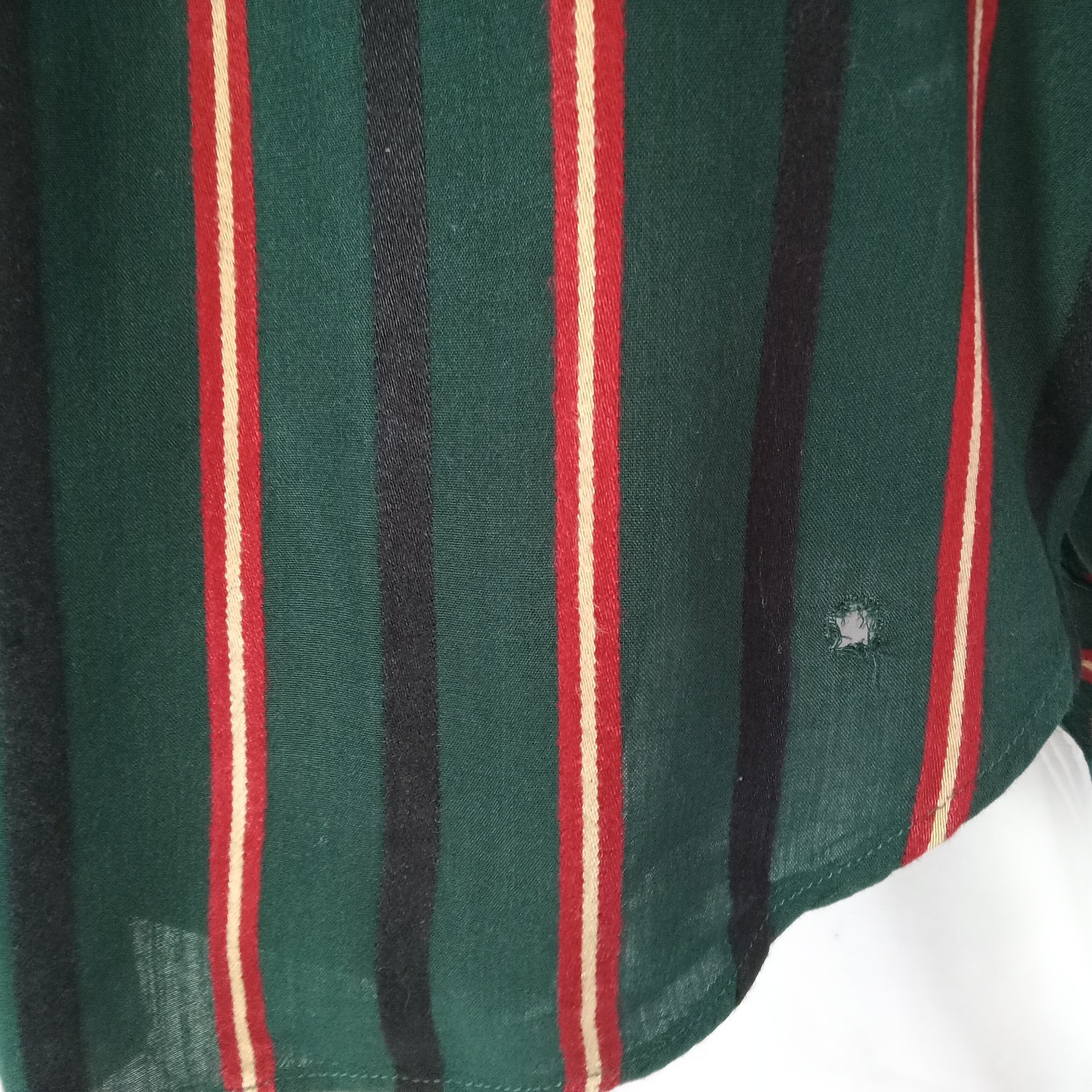Esprit Women’s Shirt Button Down Green Red Stripe Preppy 1980s Size M Vintage