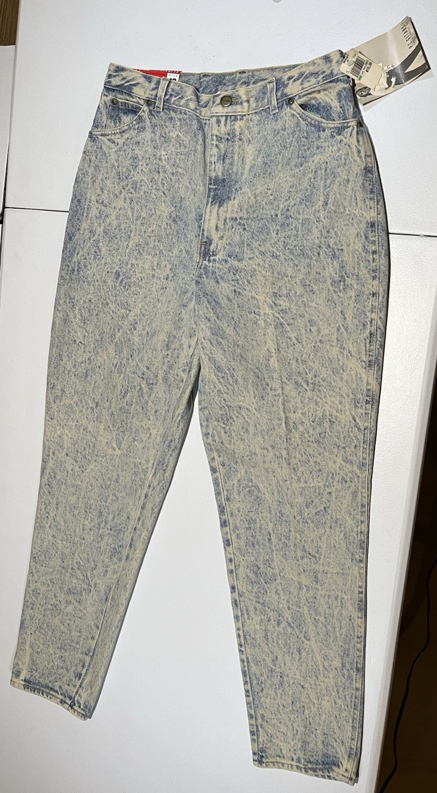 NEW VINTAGE 1989 PS Gitano ACID WASHED Women 16 32×30 Denim Blue Jeans USA MADE
