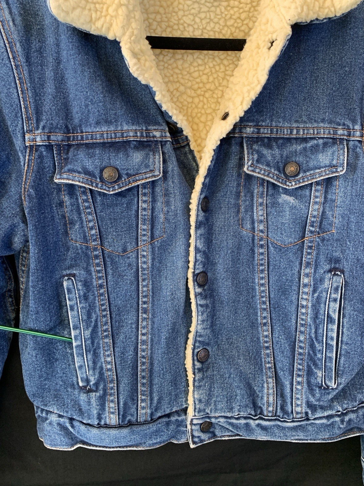 Vintage 1970s Silver Spur Western Wear Faux Sherpa Lined Denim Jacket – M