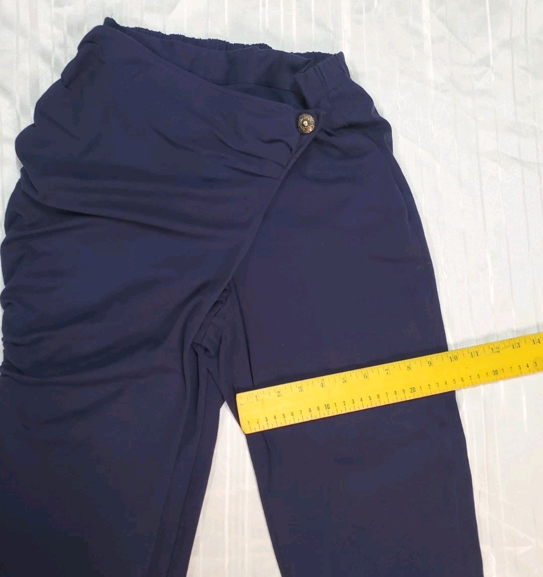 Vtg 80’s Fantaseas Collection Pants Juniors Size L Harem Ruched Flap Pants Navy