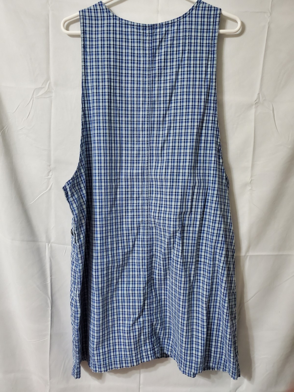 Vtg Crossroads Plaid Overall Dress Blue Size Large Cotton Cottagecore Button Up