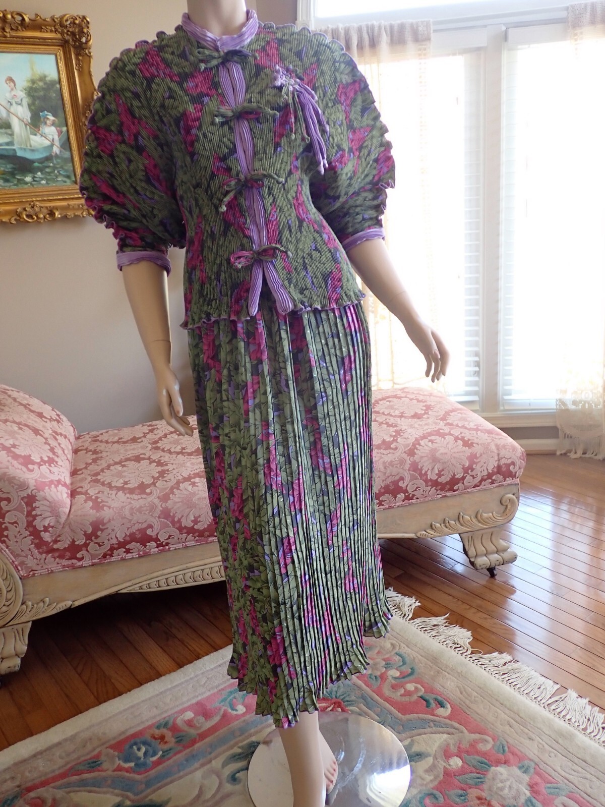 Ellen Hauptli 1980s 2 Pc Skirt & Top Ensemble Pleat Weave Size M New With Tag