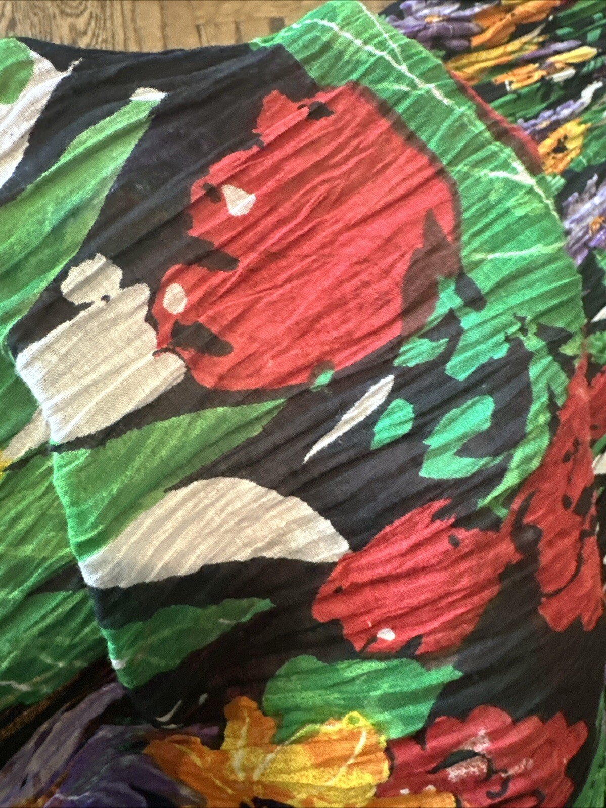 Vintage 80’s Sita Colorful 100% Cotton Trapeze Short Sleeve Dress Size S Nepal