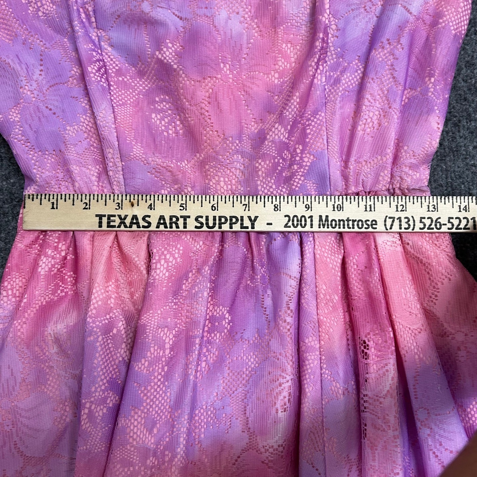 Square Dance Dress Co. Dress Womens Size 12 Pink Purple Tie Dye Lace USA Vintage