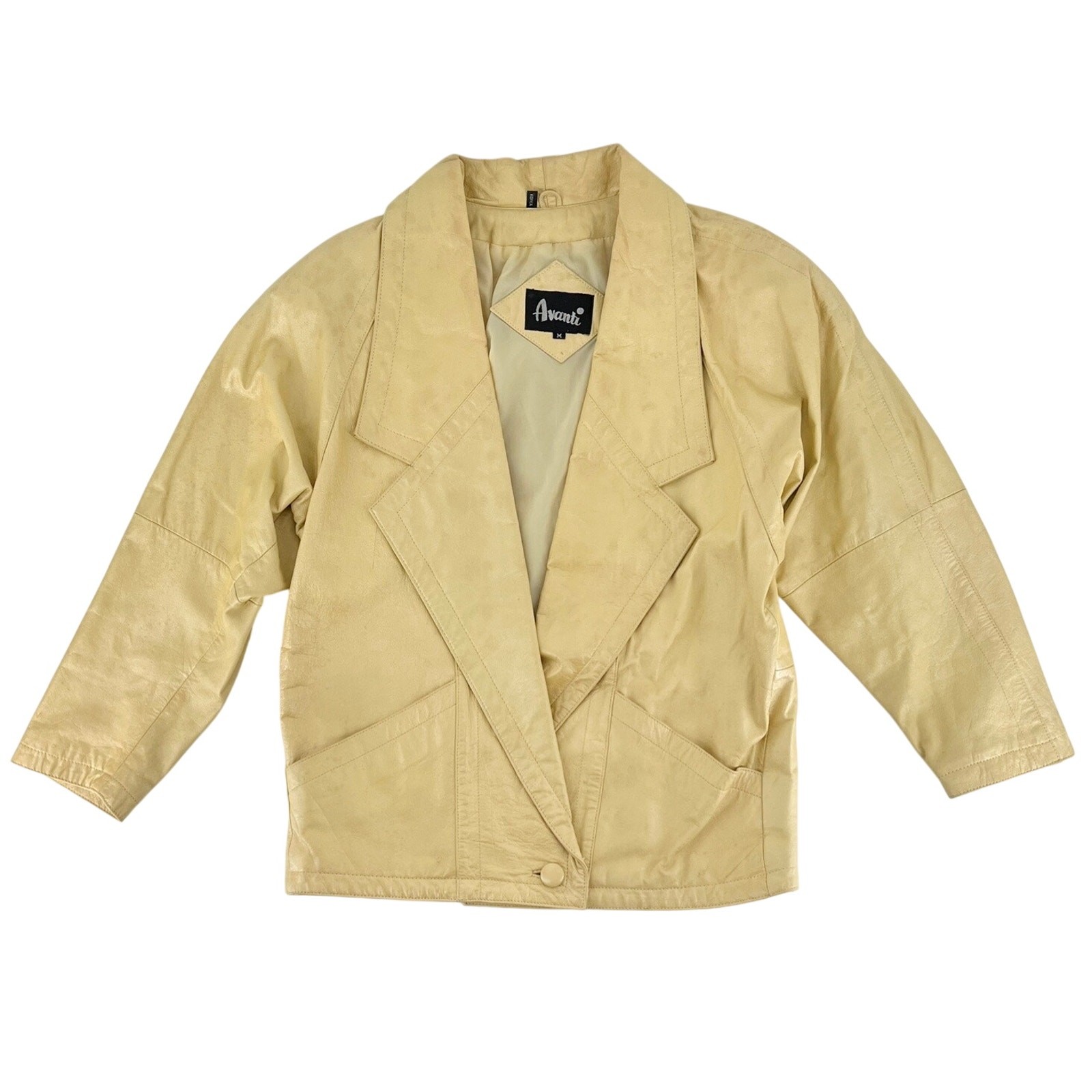 80s pale yellow leather jacket 1980s vintage