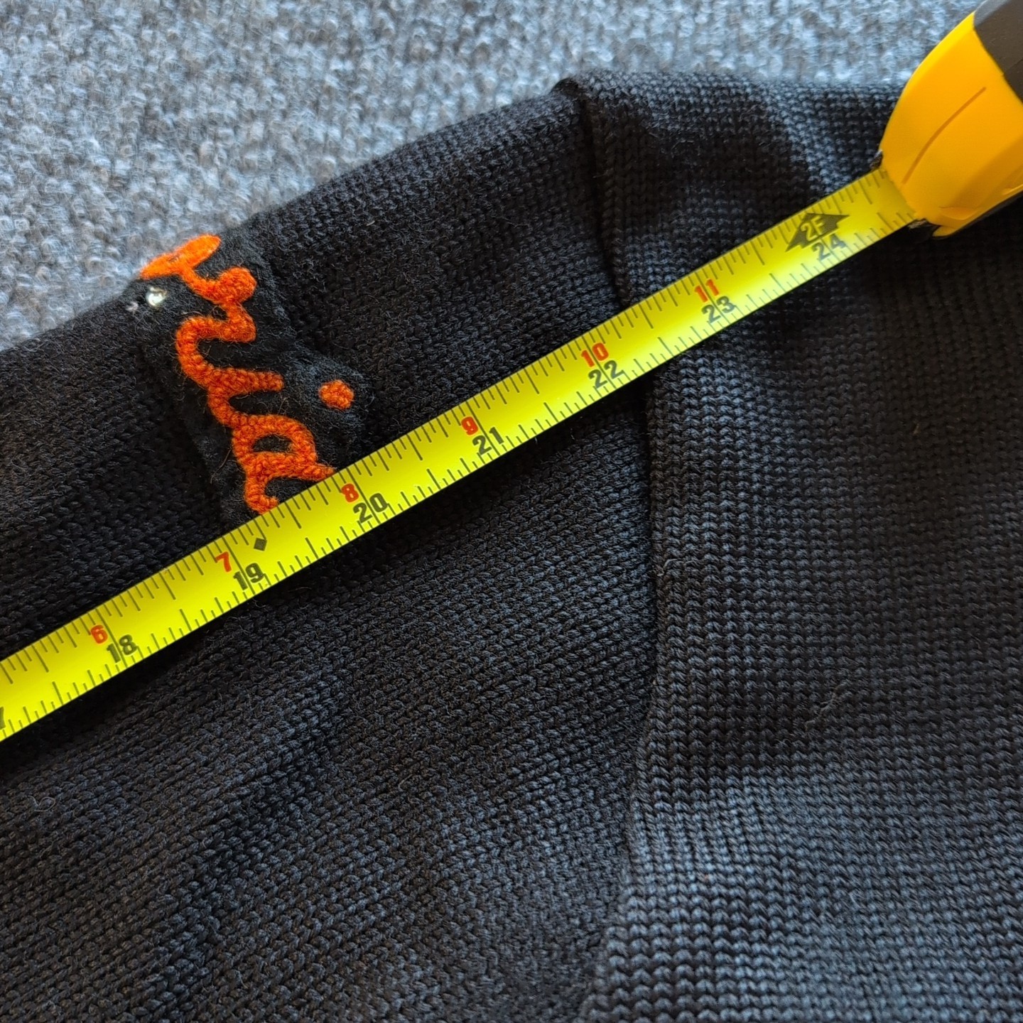 Vintage Varsity Letterman Sweater Black Orange Gloria Wells NV Womens Med 50/60s