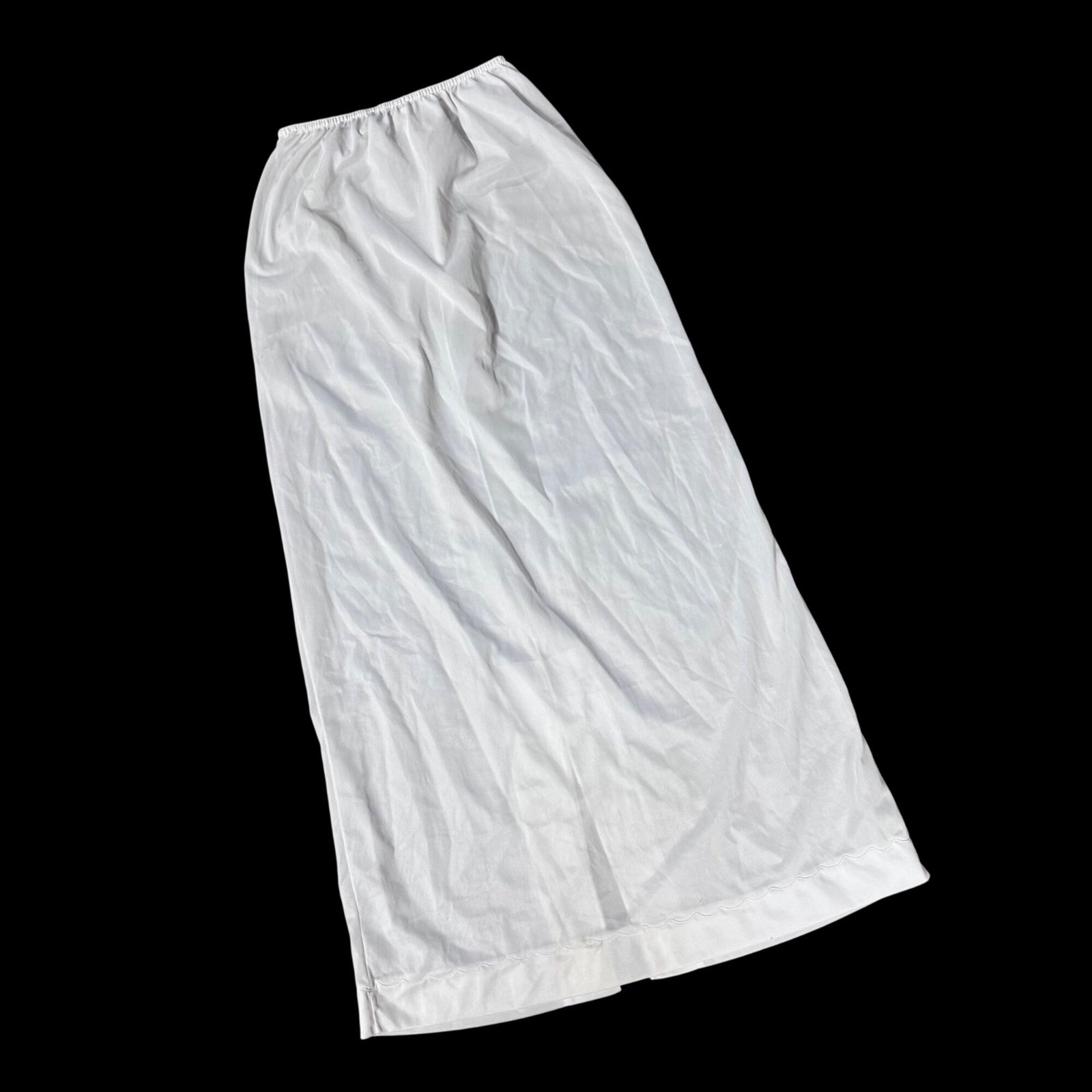Vintage Long Dress Slip White Nylon Elastic Waist Movie Star USA Medium