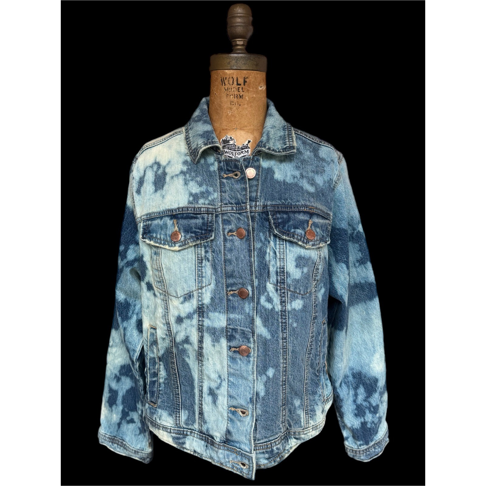 OOAK Bleached Owl Denim Jacket Give A Hoot Don’t Pollute Art Medium