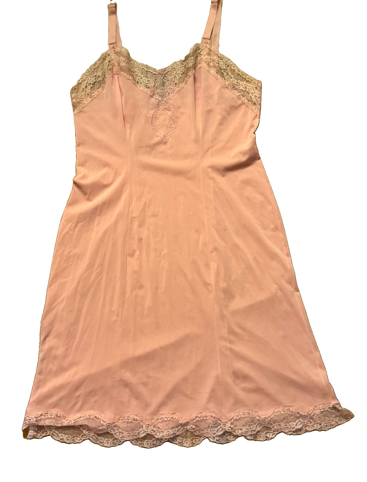 VTG 1960’s Carol Brent Lingerie Cotton Candy Lace Applique Slip SZ 40