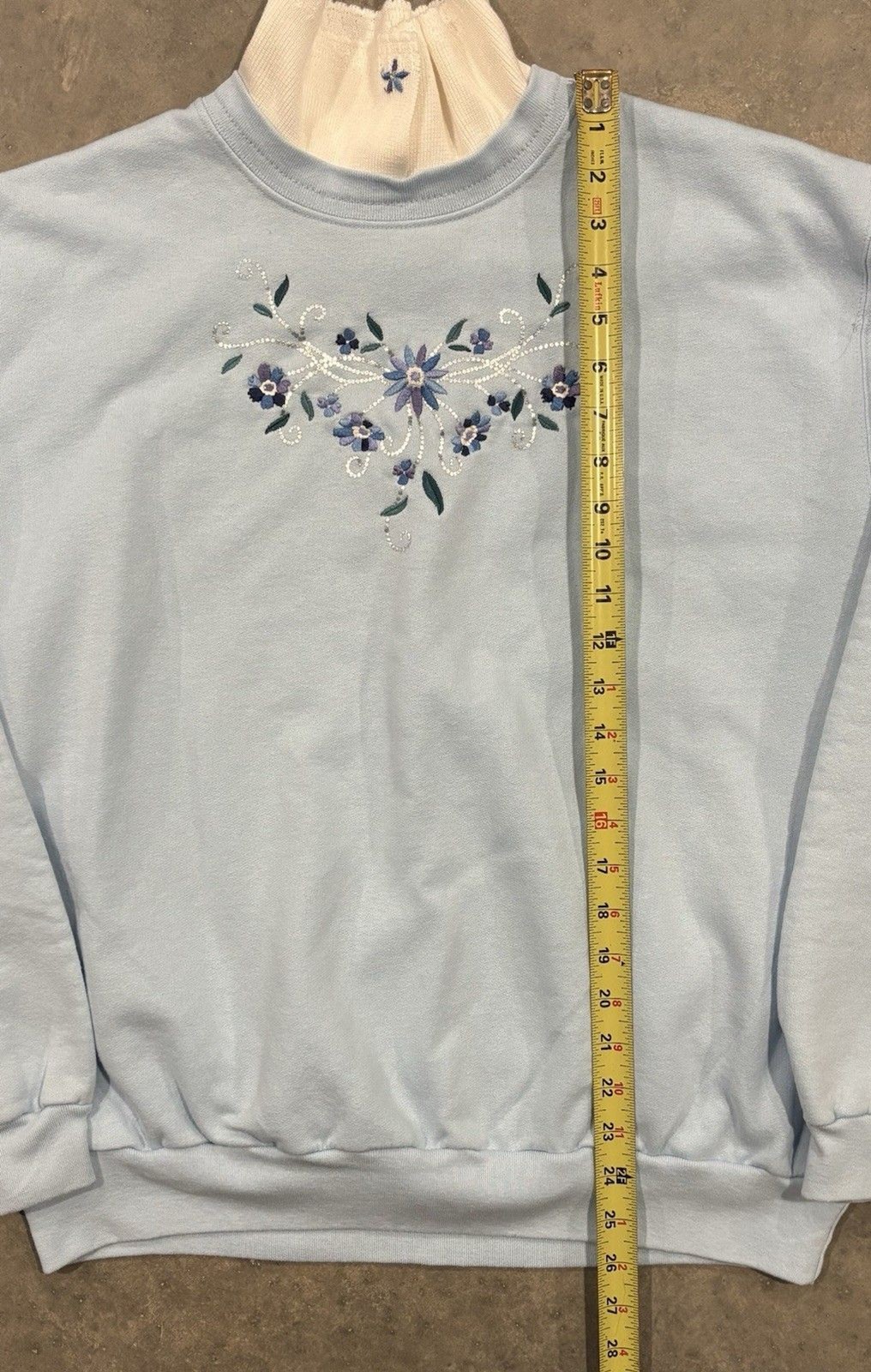 VTG Top Stitch By Morning Sun Granny Double Collar Embroidered Sweatshirt 1X