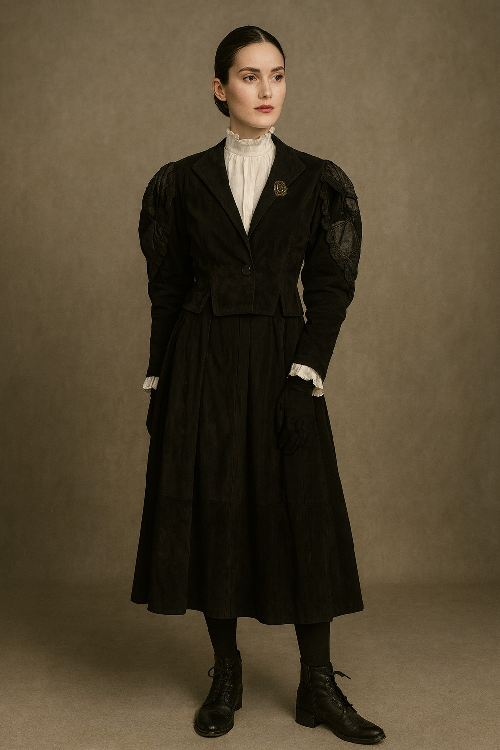 Victorian Suede Jacket Dress by Feiner – Size 38/40