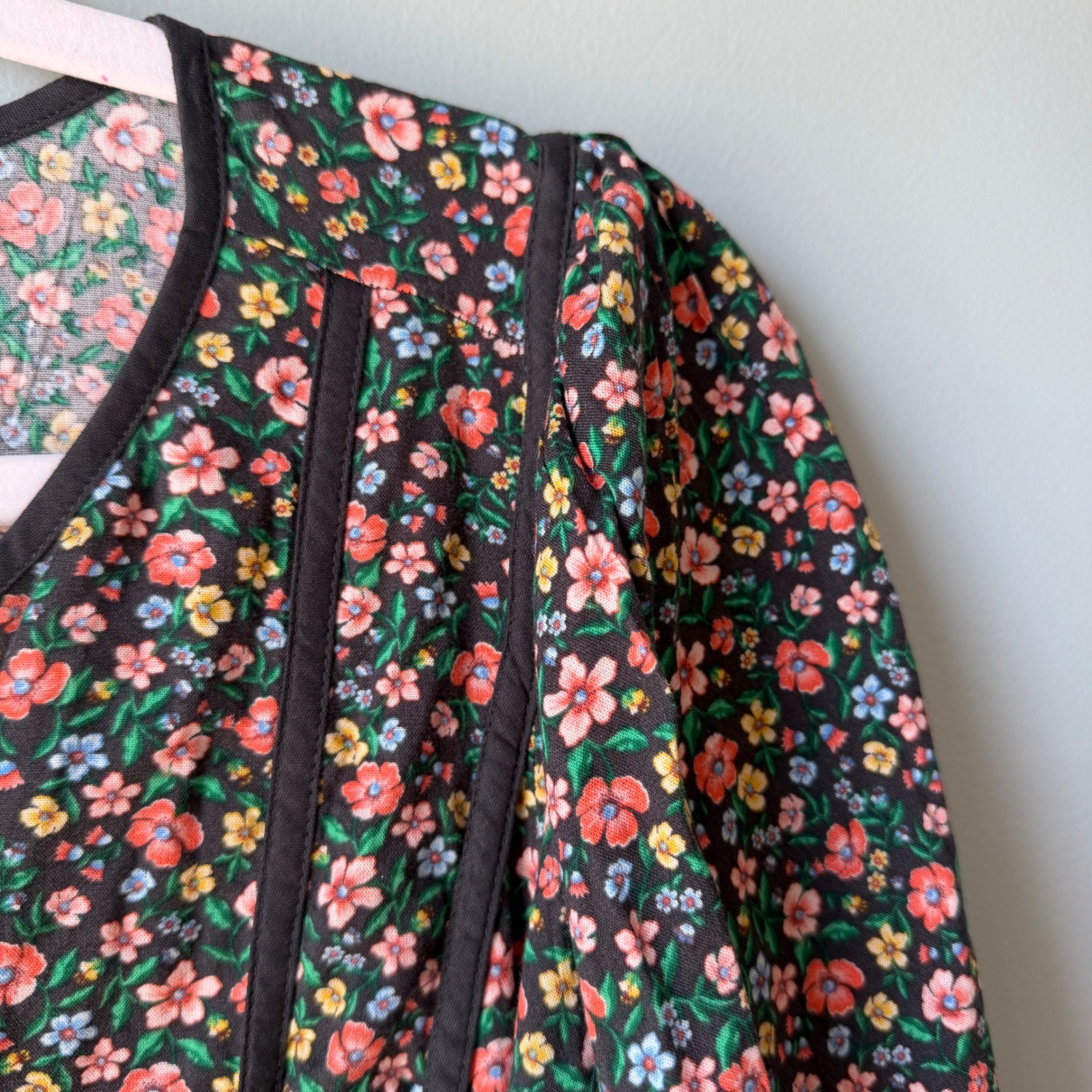 Old Navy Floral Maxi Dress Long Sleeve Tiered Boho Cottage Prairie XL TALL NWT