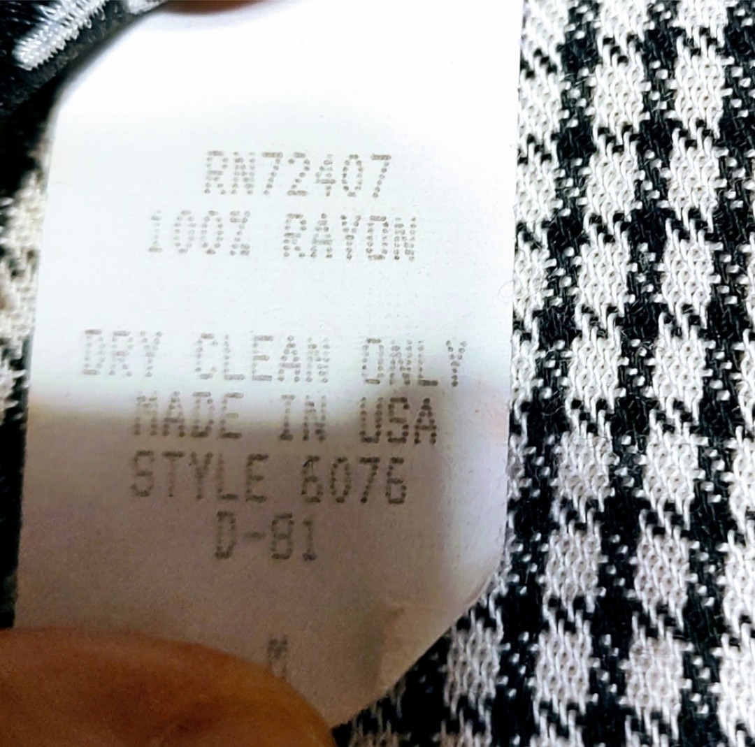 🍒🤍🍒 Awesome 80’s Vtg Nordstrom Black & White Checkered Tailored Jacket – M
