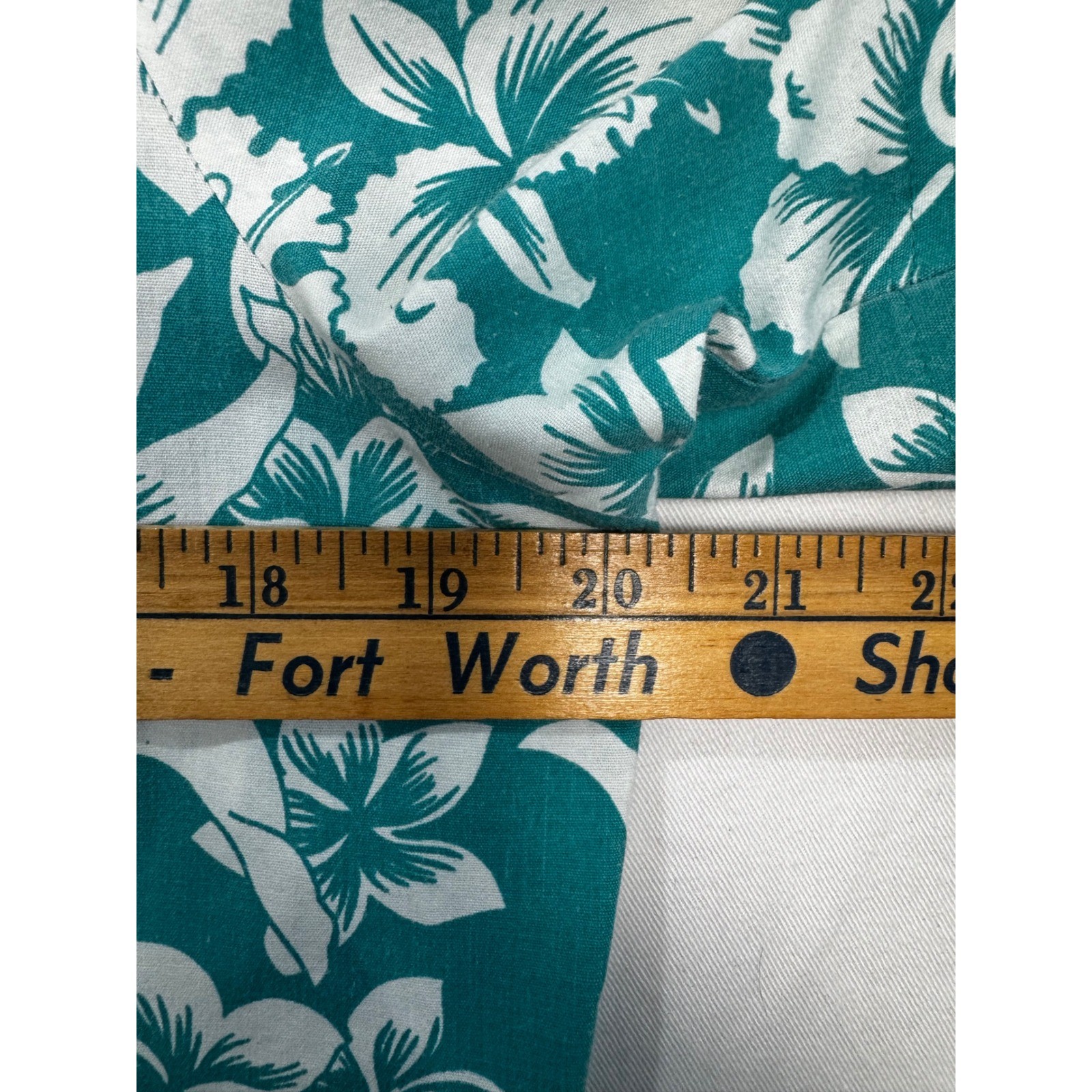 Vintage Cheryl Tiegs Turquoise White Tropical Floral Blouse Made USA Sz 14 M/L