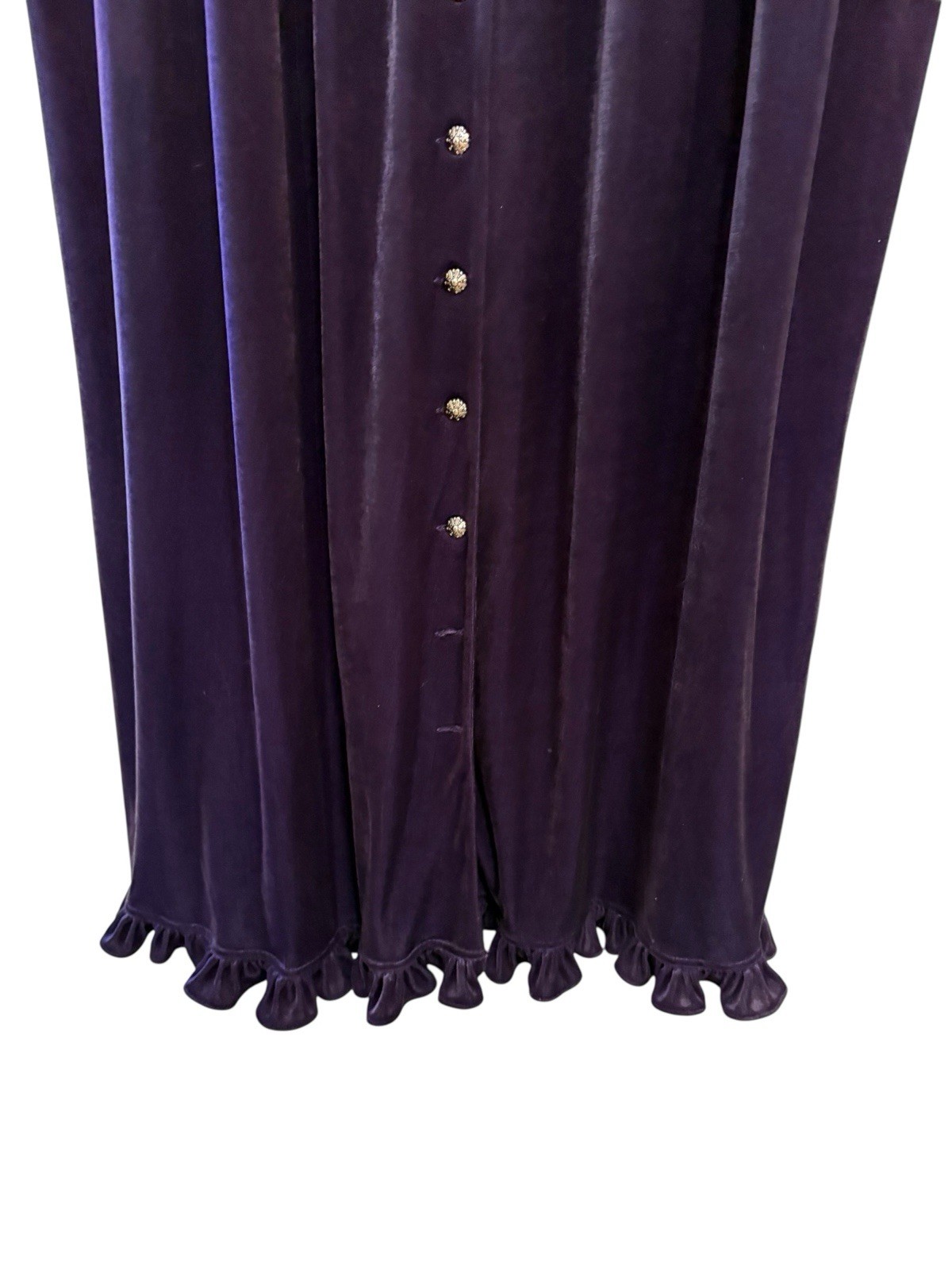 Vintage More Jazz Velvet Choir Dress Purple Button Front Ruffle Hem 20WP NWT