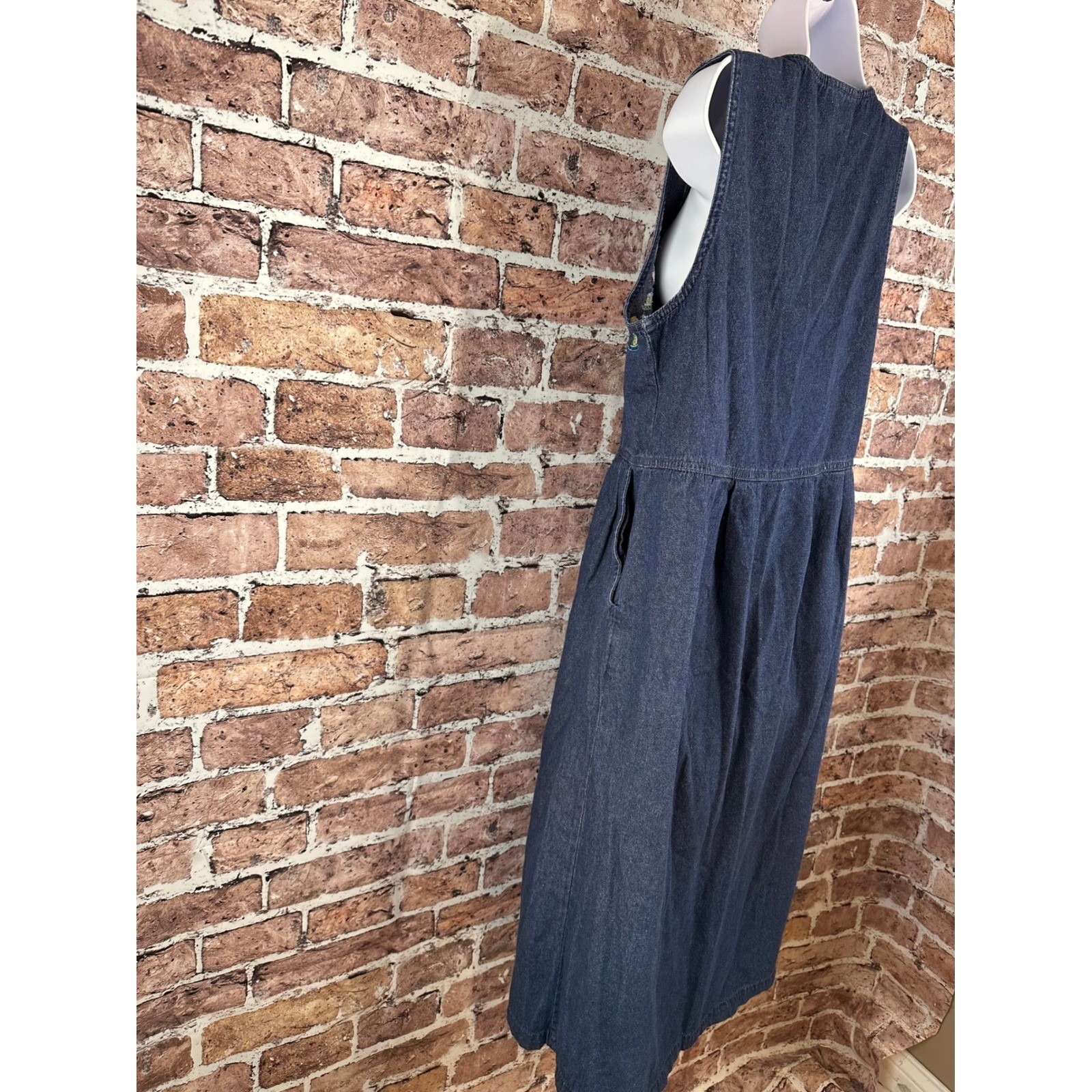 Original TY Wear Vintage Denim Christmas Embroidered Jumper Dress Blue 10P