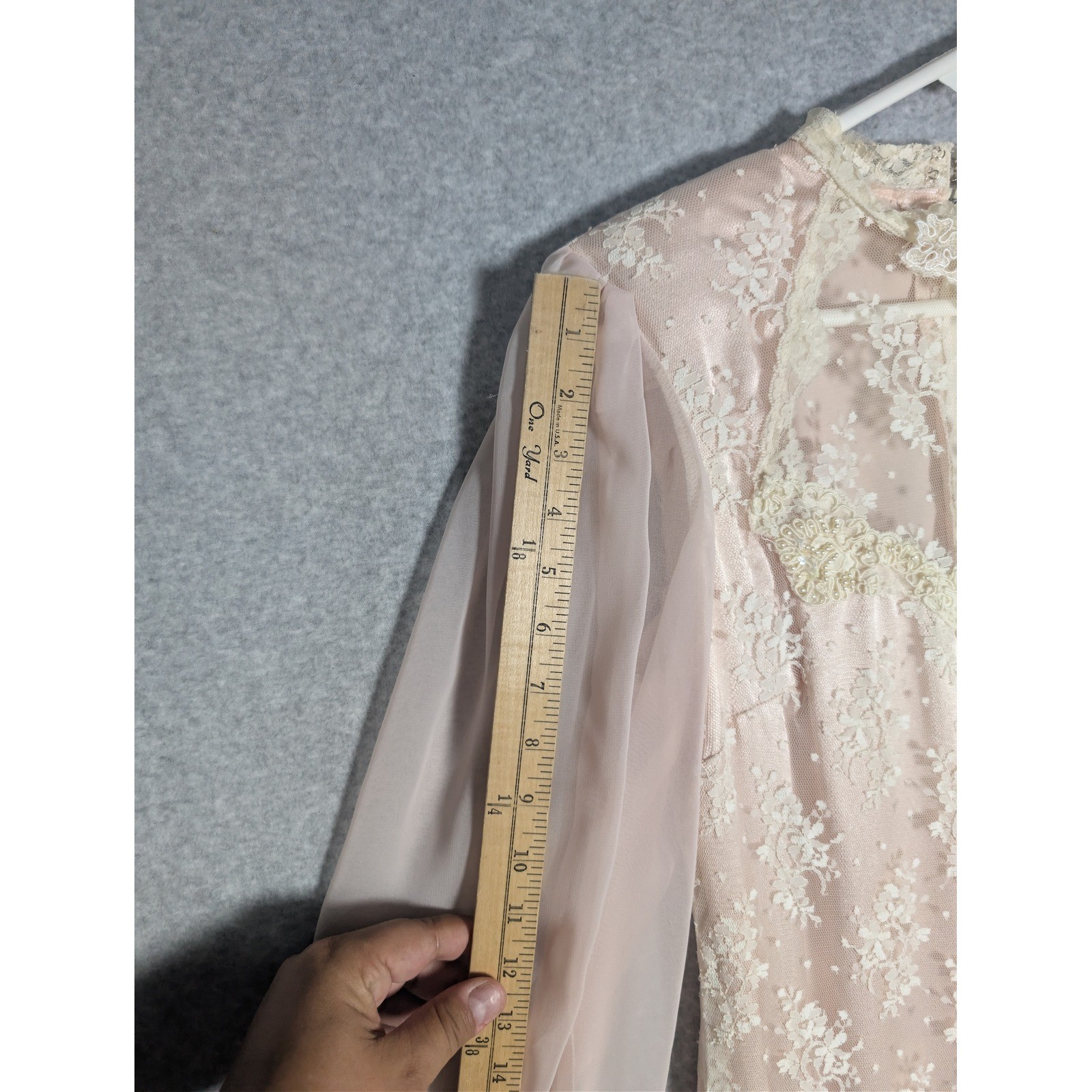 Susan Lane Country Elegance Dress Womens 12 Pink Vintage Lace Tiered Maxi