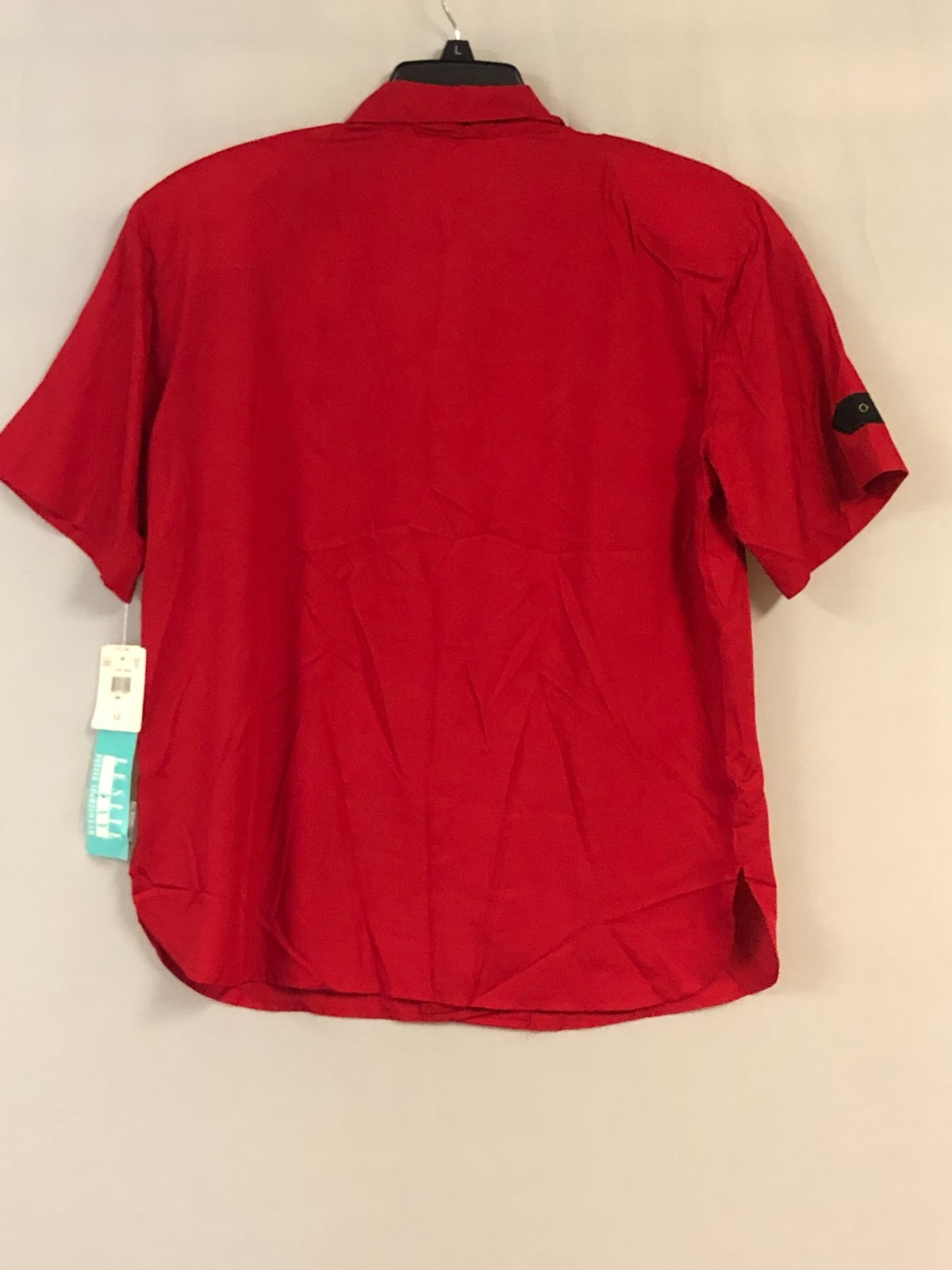 Vtg 80s Leslie Fay Blouse Size 12 „Captain of the Guard’ Button Down Top Red