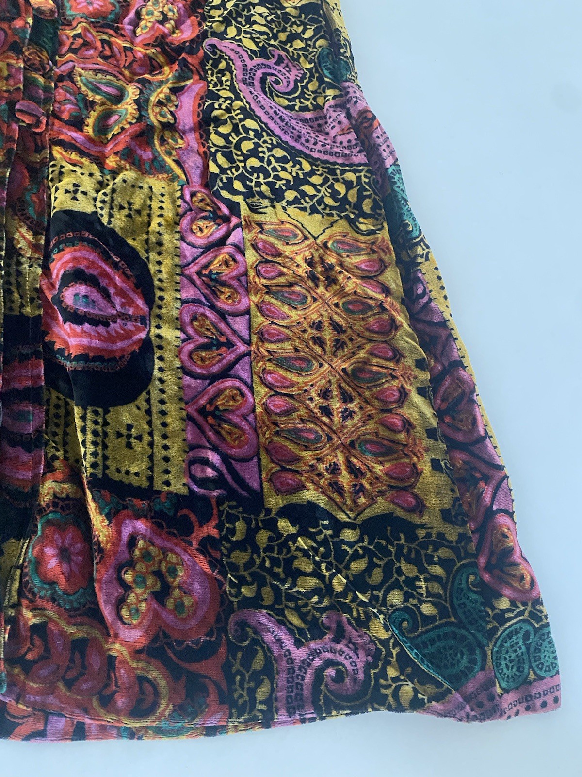 VTG 60s 70’s S VELVET Paisley Hooded VELOUR Robe Whimsigoth Dark Fairy Witch Fal