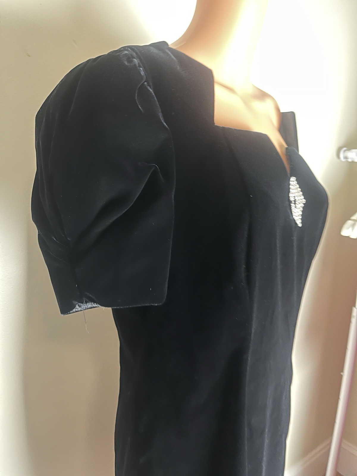 Vintage 80s Cachet Bari Protas Black Velvet Cocktail Evening Dress Size 11/12