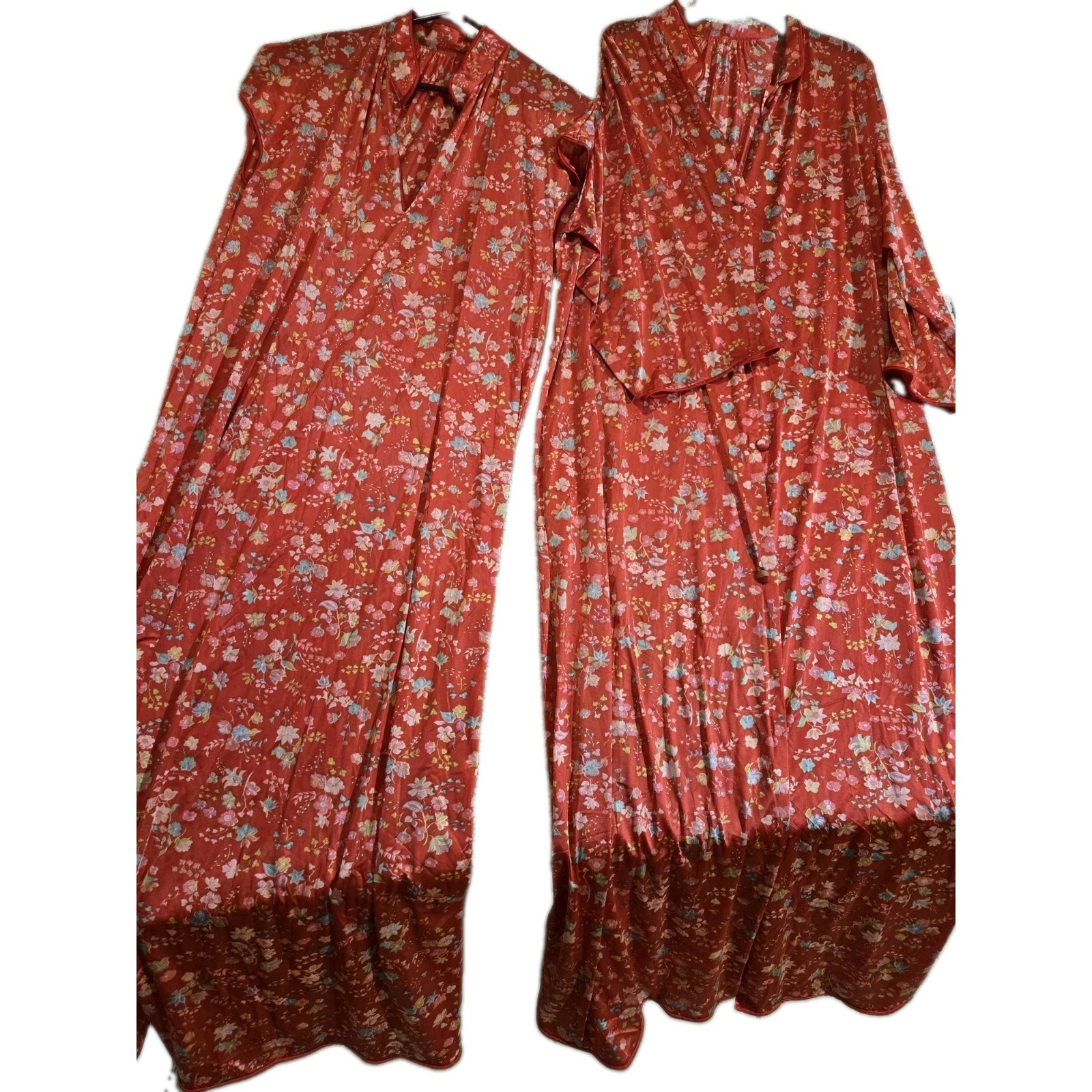 Vintage Vanity Fair Dressing Gown Robe 1980s L Floral Lounge Wear Retro Modest