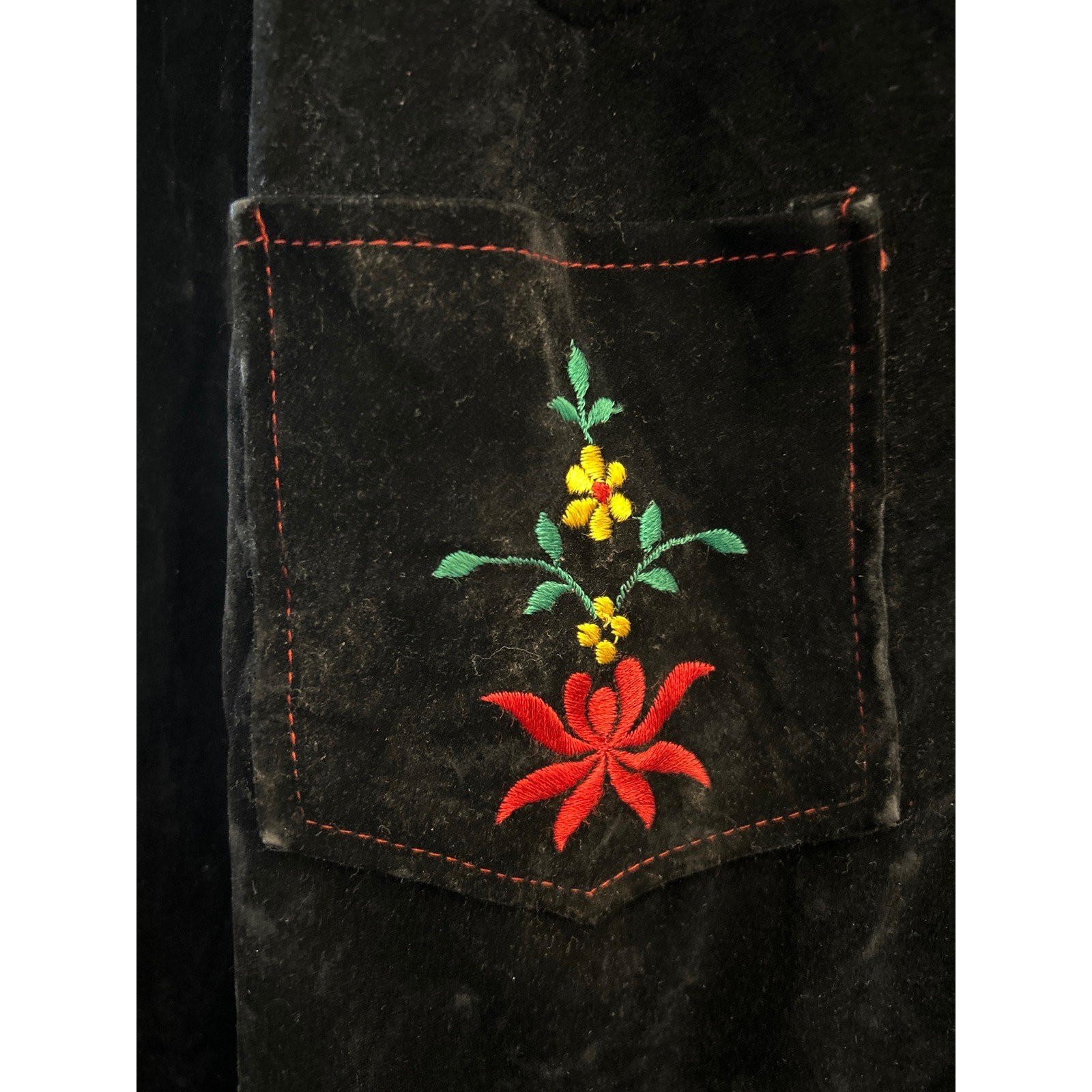 Vintage 70 Embroidered Dagger Collar Velvet Western Jacket Cowgirl Boho Festival