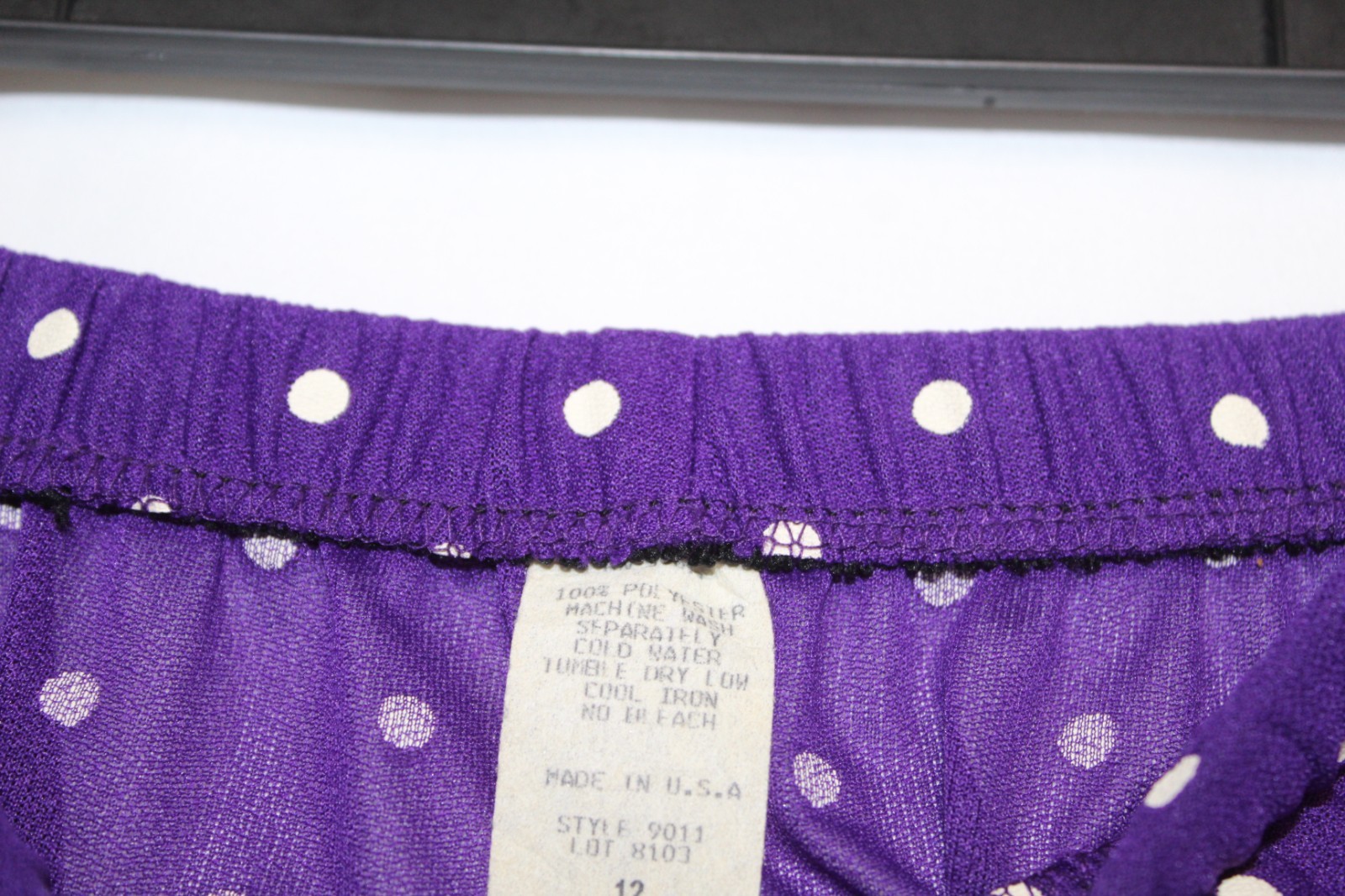 Vtg 80s Purple Polka Dot Skirt Size 12 Above Knee 40s Revival Academia