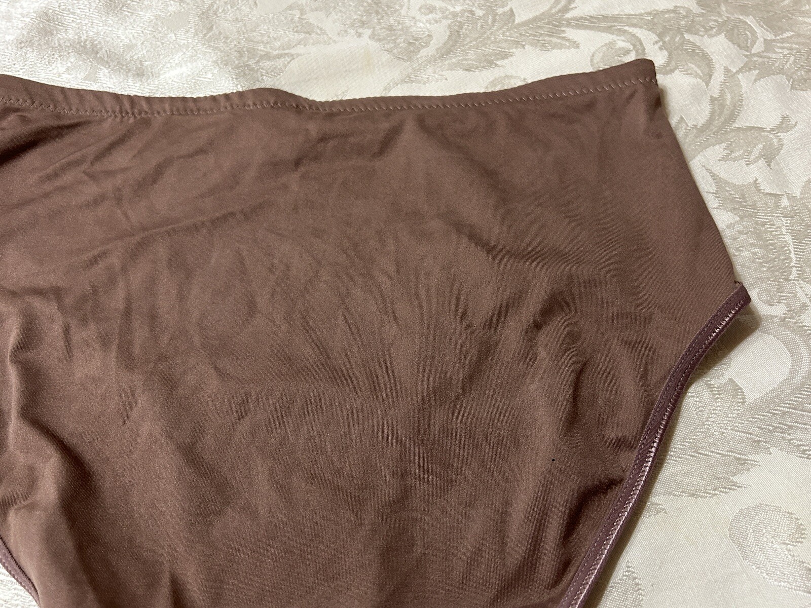 Vtg INTIMATES 3042 Polyester Lace Inserts Hi-Cut Sz 9/2XL Brown Panties #71