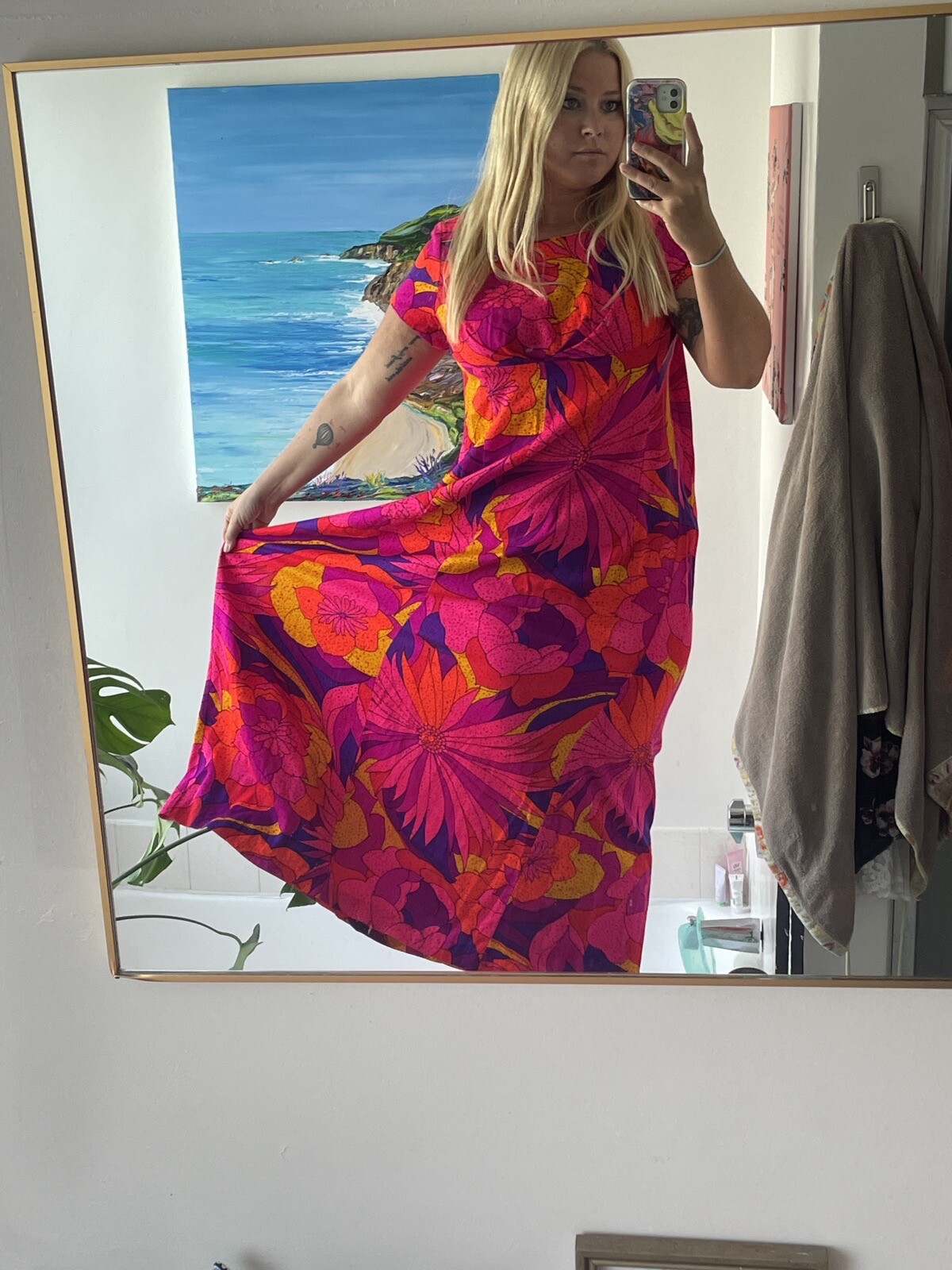 Sun Fashions Of Hawaii Honolulu Colorful 1970 1960 Dress Groovy Vintage Medium