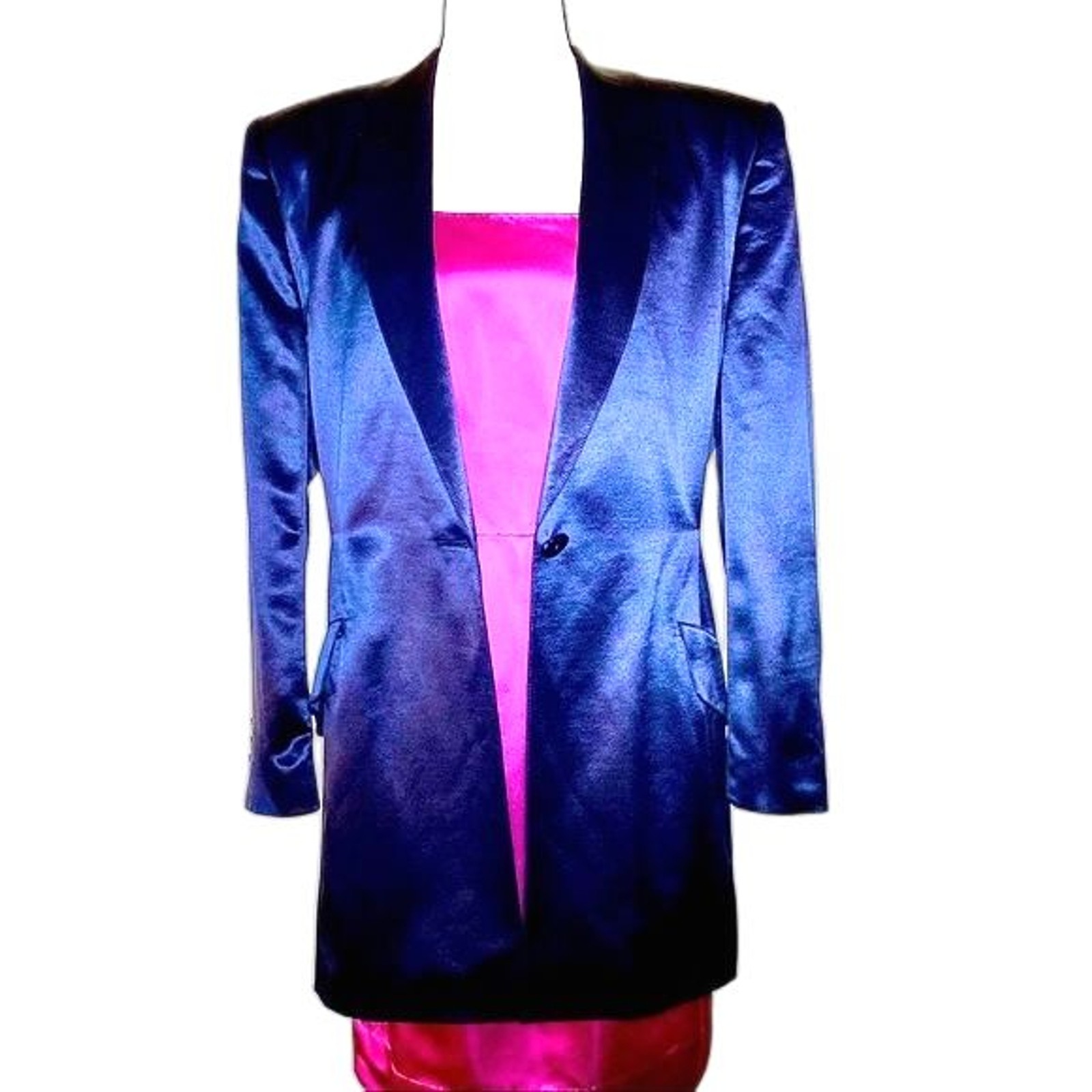 Vintage 80s Escada by Margaretha Ley Wool/Silk Blend Long Blazer Jacket Sz M/L