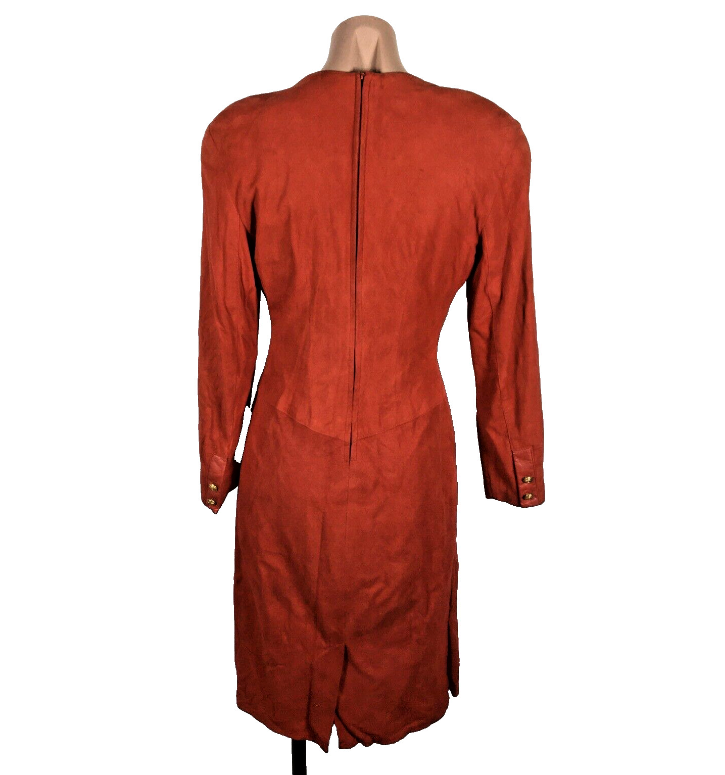 VINTAGE 80s VAKKO RED LEATHER DRESS Suede butter soft 6 Asymmetrical Drop Waist