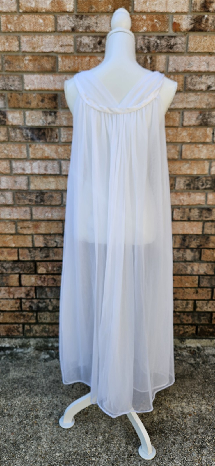 Vtg Jenelle of California Double Nylon Peignoir Nightgown Set Trimmed with Satin
