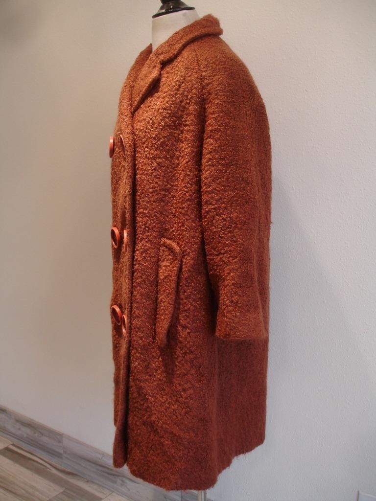 Womens L XL Vtg 1940’s Joseph Stein Maraja Heavy Nubby Wool Coat Double Breasted
